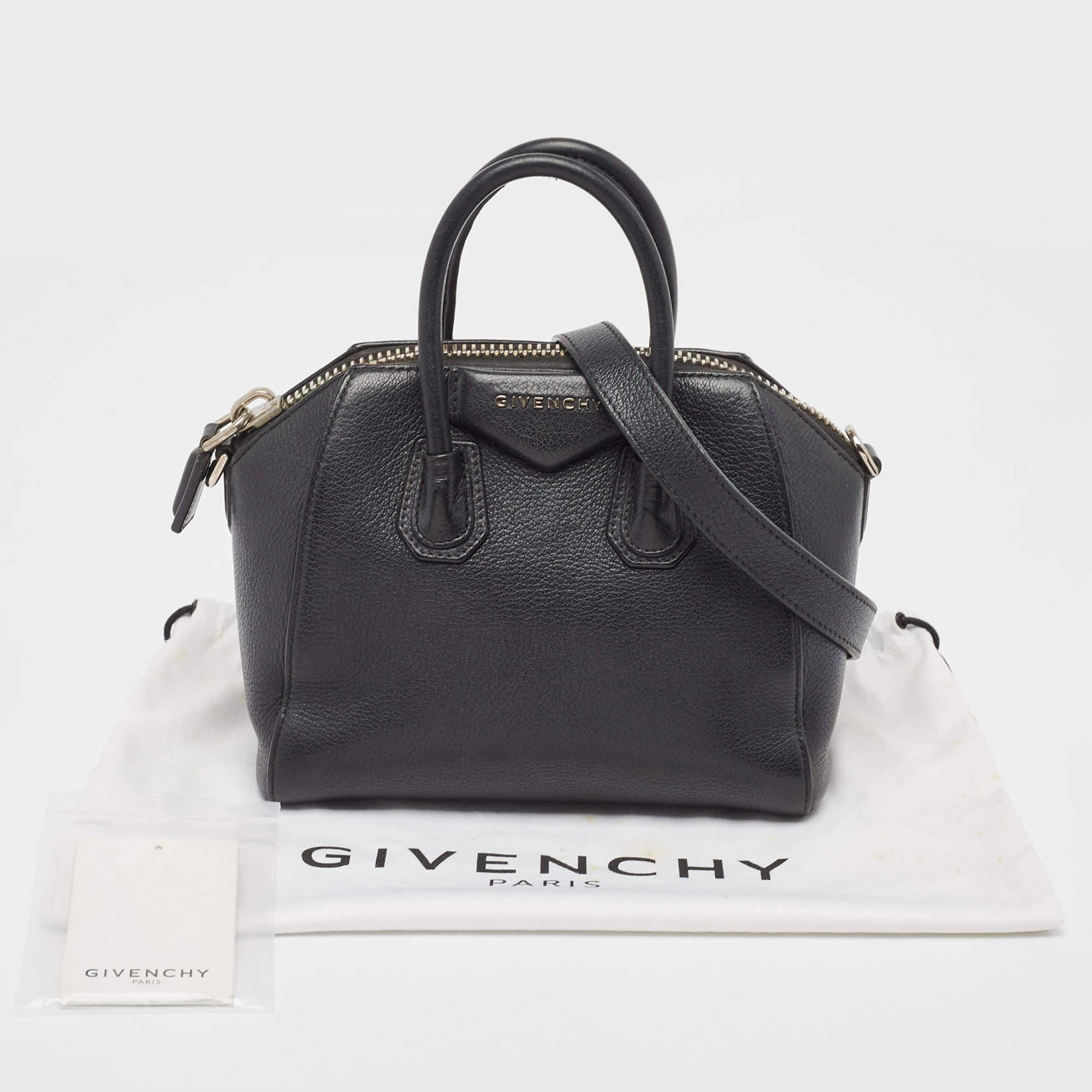 Givenchy Black Leather Mini Antigona Satchel For Sale 13