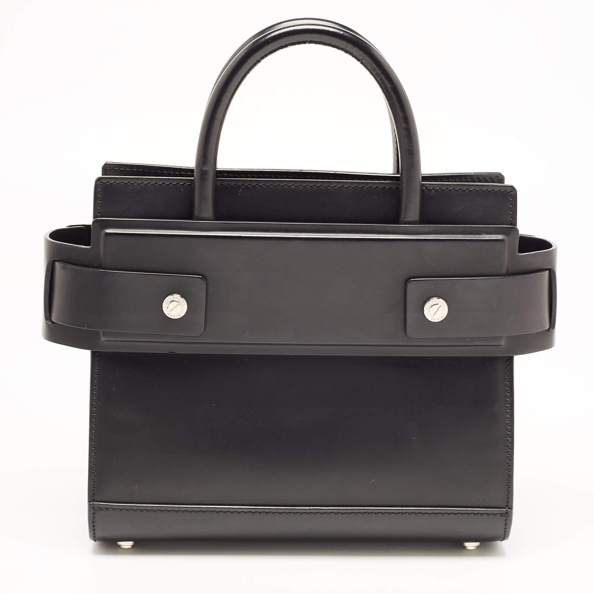 Givenchy Black Leather Mini Horizon Tote For Sale 8