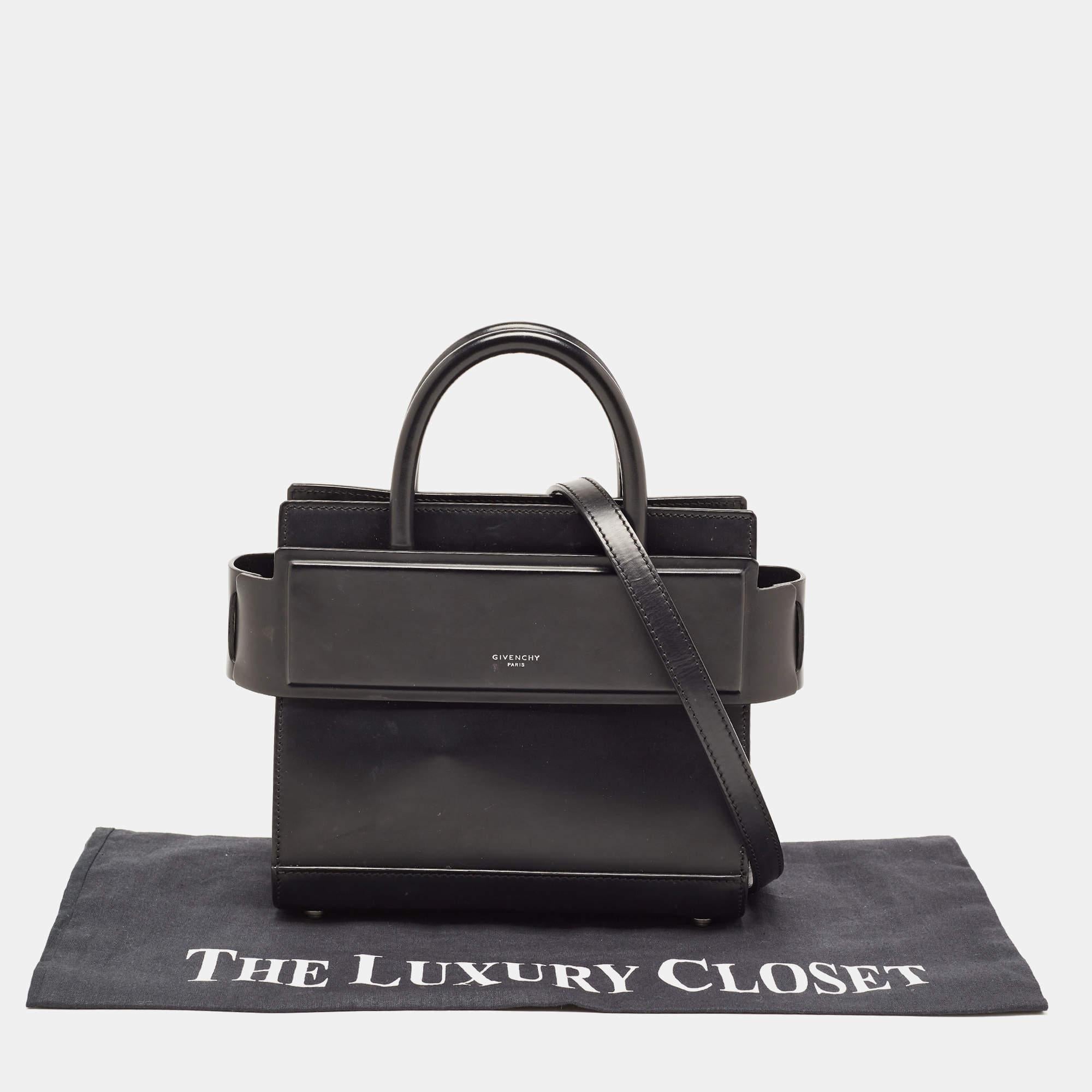 Givenchy Black Leather Mini Horizon Tote For Sale 11