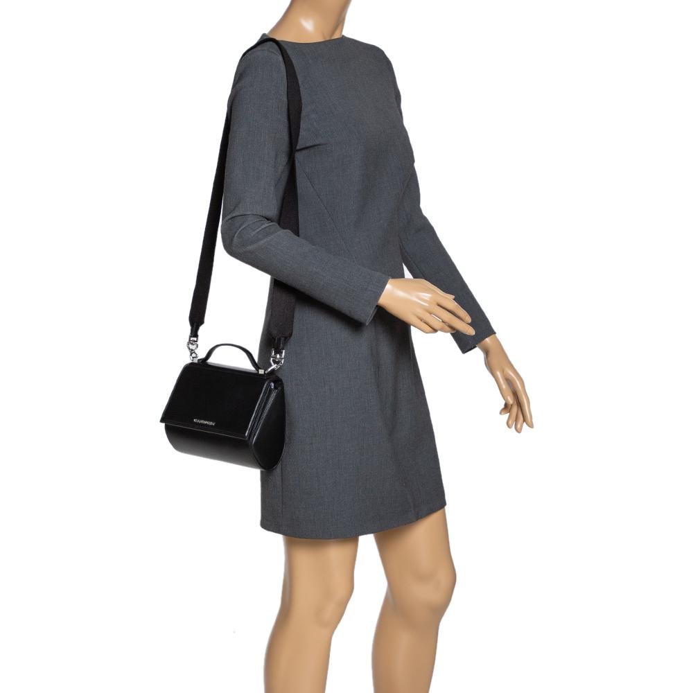 Givenchy Black Leather Mini Pandora Box Crossbody Bag In Good Condition In Dubai, Al Qouz 2