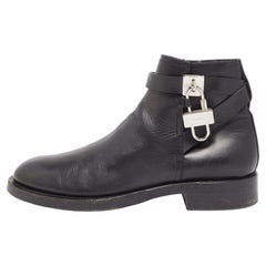 Used Givenchy Black Leather Padlock Ankle Boots Size 44