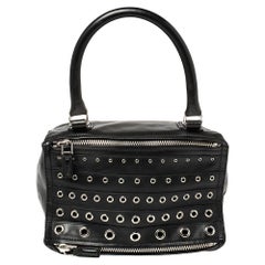 Givenchy Black Leather Pandora Grommet Shoulder Bag