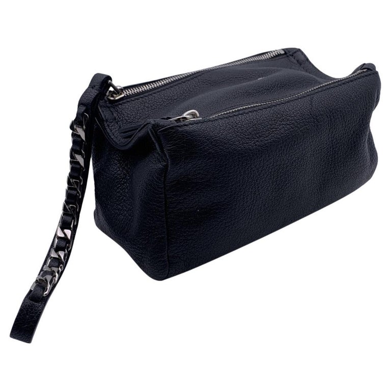 Givenchy Black Leather Pandora Pouch Clutch Bag Handbag For Sale at 1stDibs
