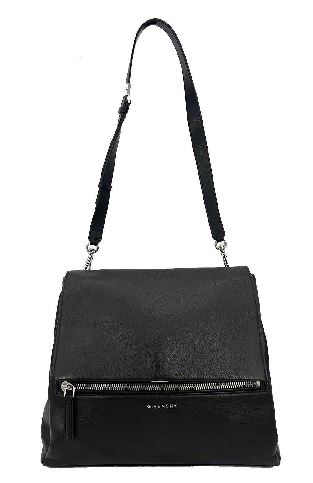 Noir Givenchy - Sac à rabat en cuir noir Pandora Pure en vente