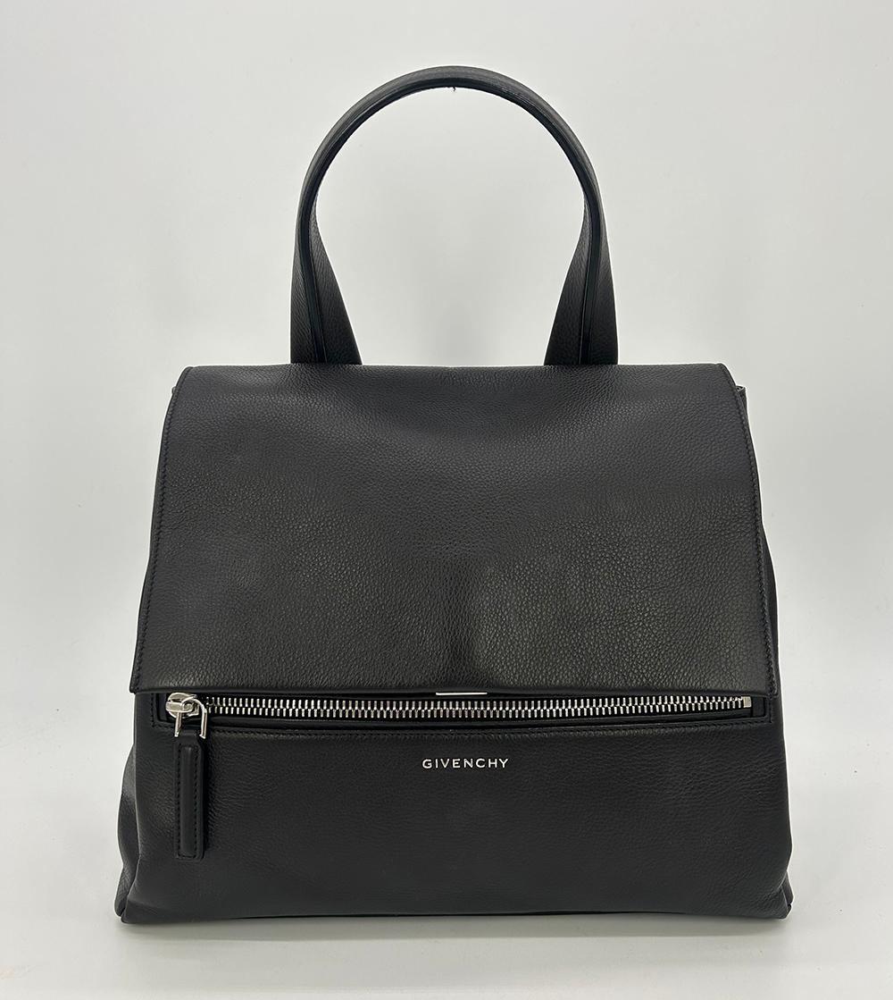 Givenchy Black Leather Pandora Pure Flap Bag In Excellent Condition For Sale In Philadelphia, PA