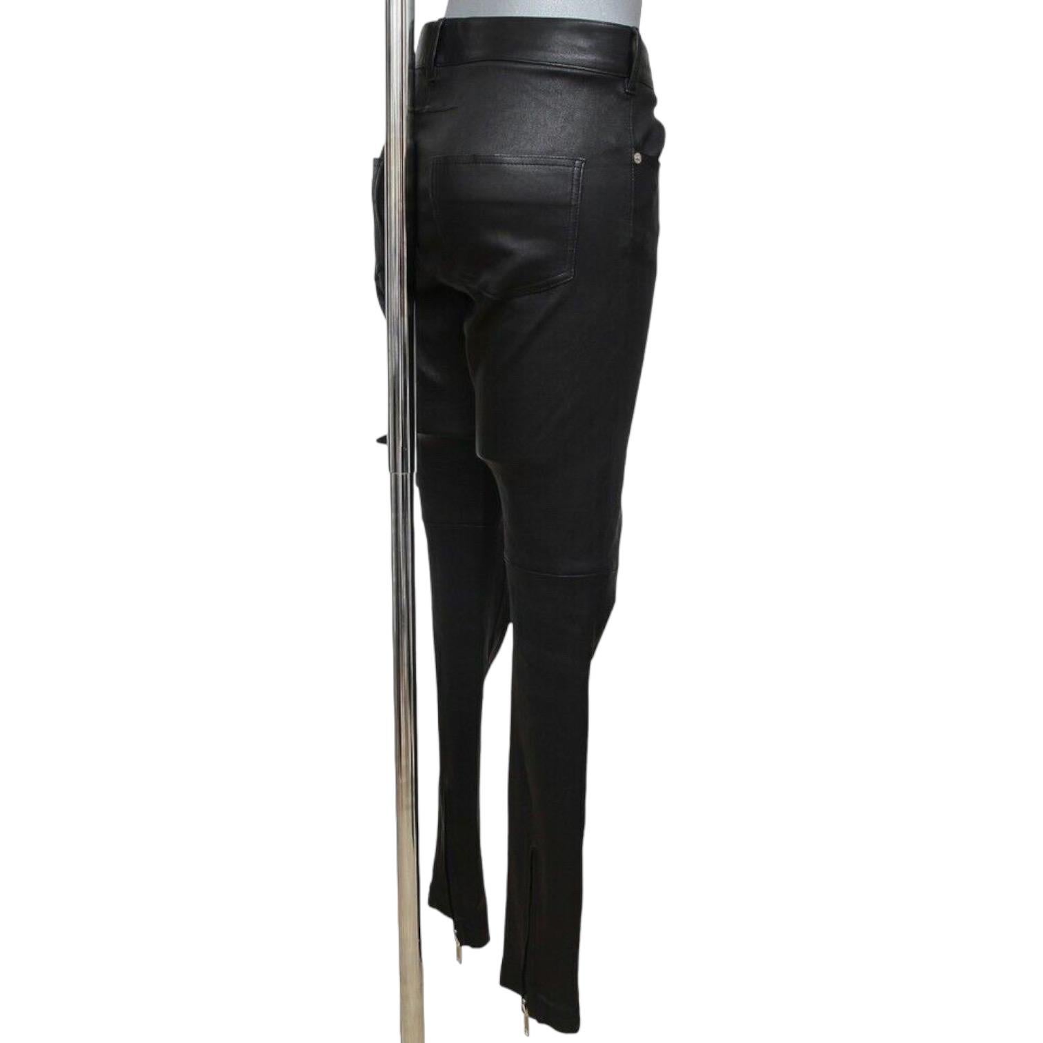 GUARANTEED AUTHENTIC GIVENCHY BLACK LEATHER SKINNY LEG PANTS

Retail excluding sales taxes $3,100

Details:
 - Buttery soft mid-rise black leather pants.
 - Front zipper and button closure.
 - Front pockets.
 - Belt loops.
 - Rear pockets.
 -