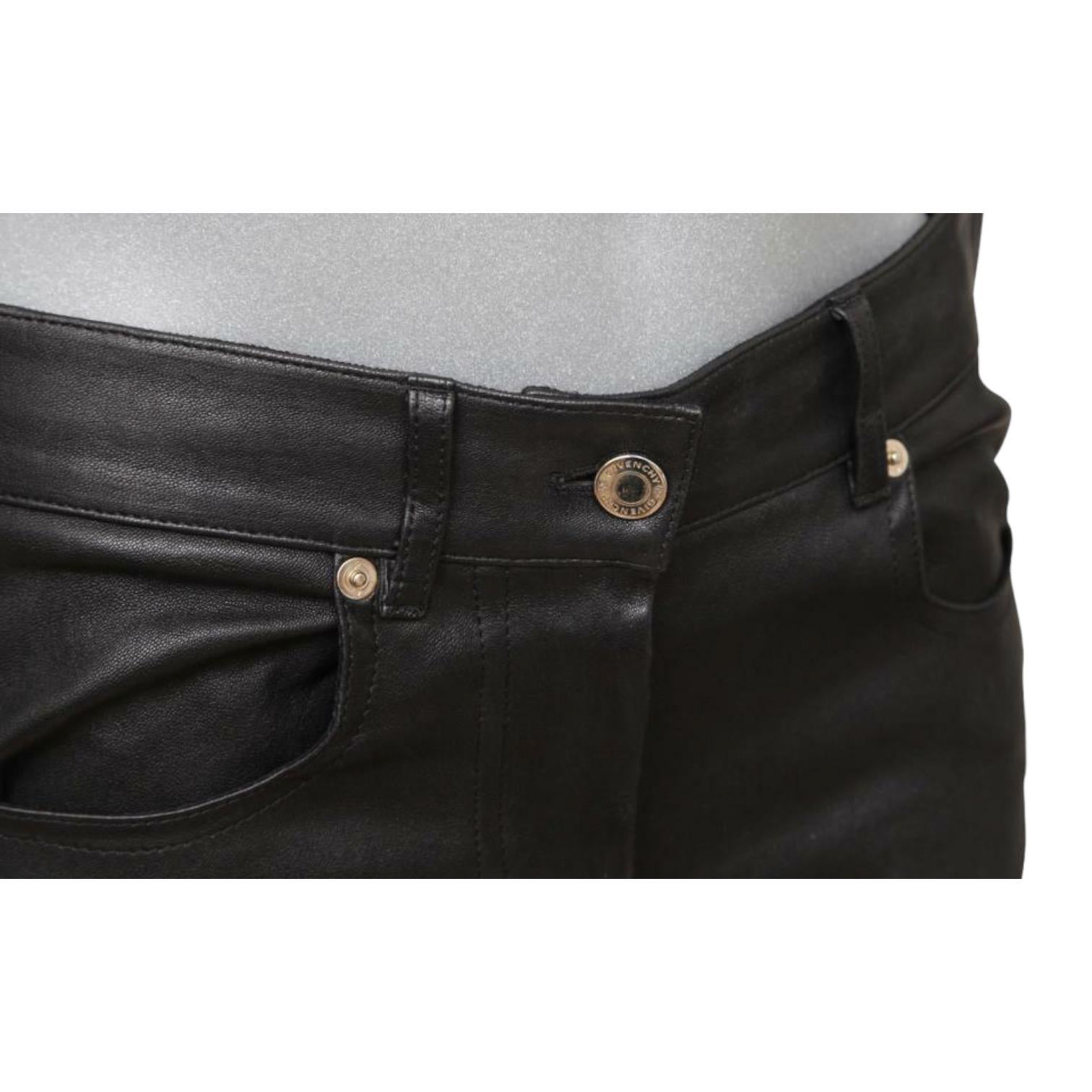 De las mujeres GIVENCHY Pantalón de cuero negro Jean Mid-Rise Skinny Leg Cremallera Sz M en venta