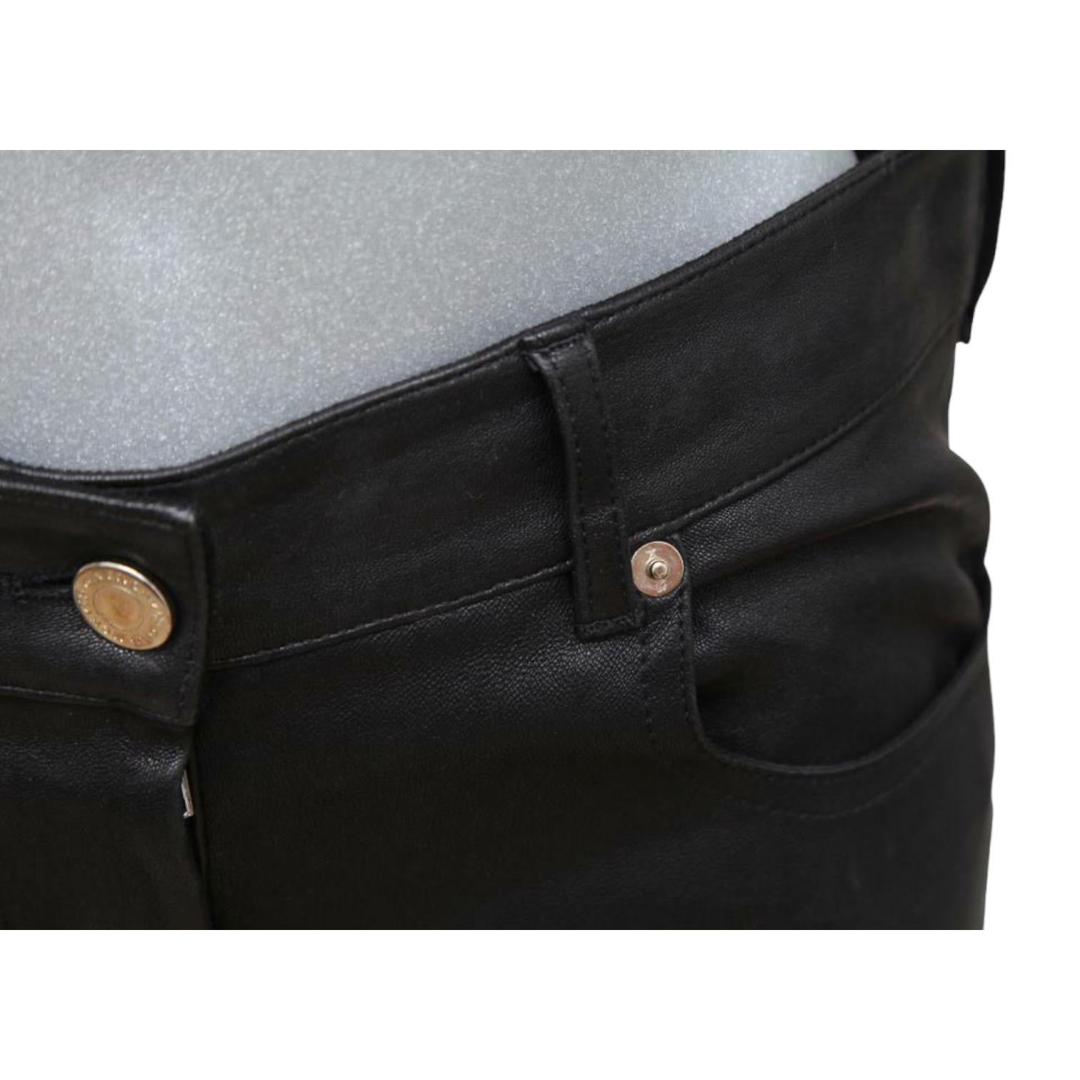 GIVENCHY Black Leather Pant Jean Mid-Rise Skinny Leg Zipper Sz M For Sale 2