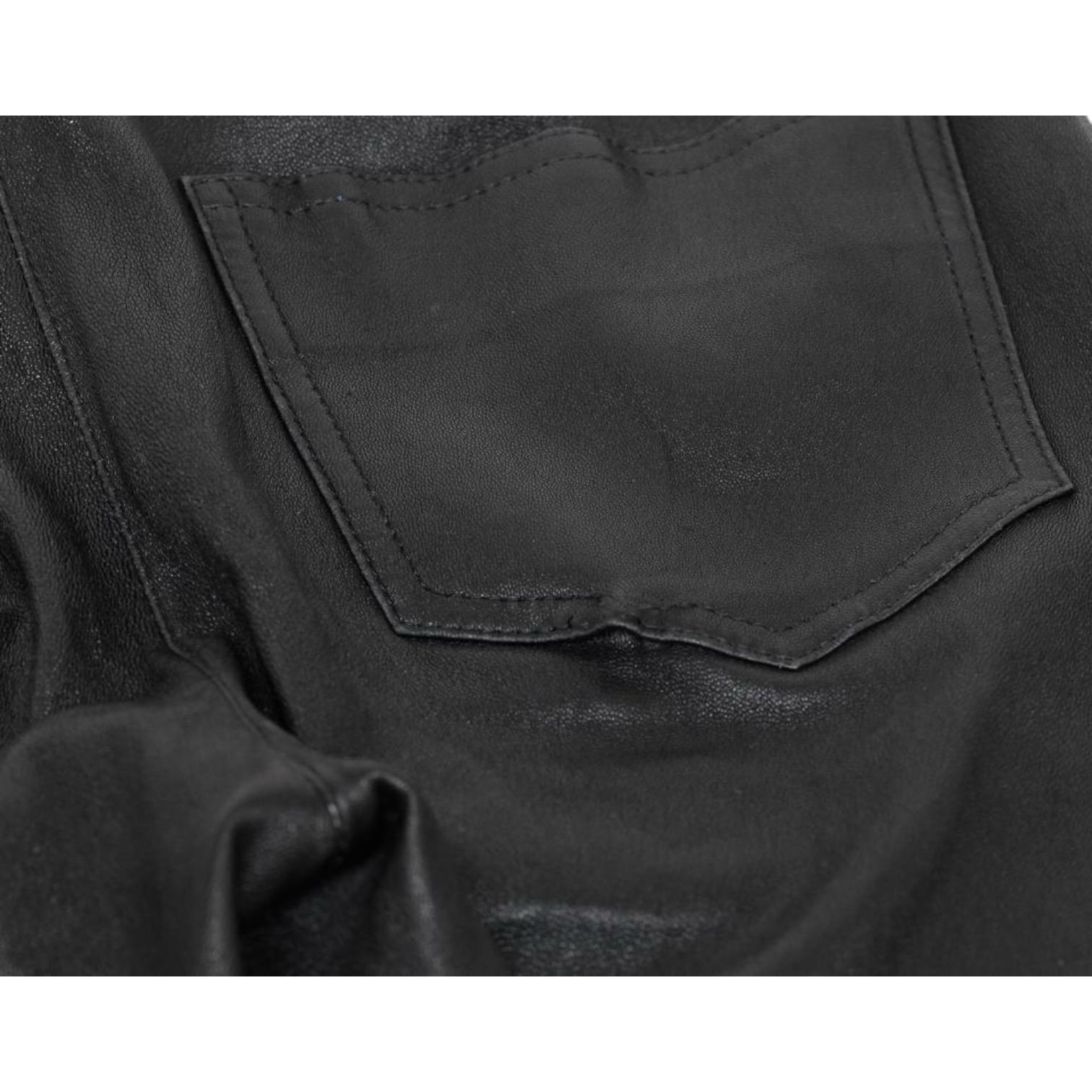 GIVENCHY Black Leather Pant Jean Mid-Rise Skinny Leg Zipper Sz M For Sale 3