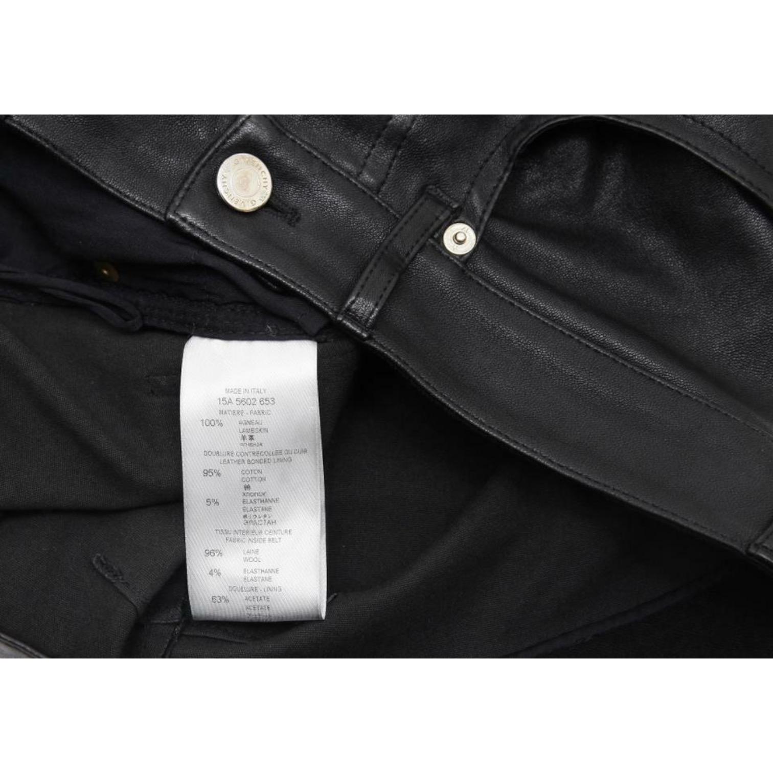 GIVENCHY Black Leather Pant Jean Mid-Rise Skinny Leg Zipper Sz M For Sale 5
