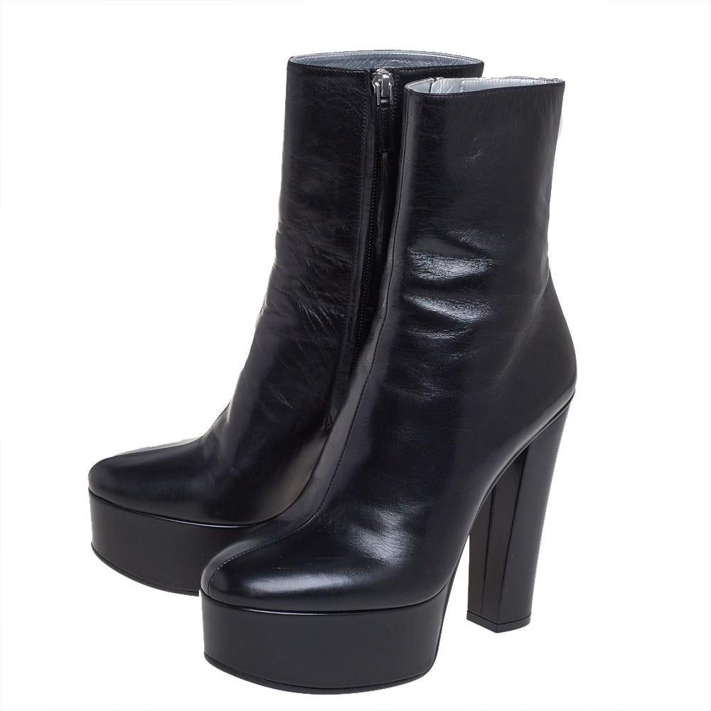 Women's Givenchy Black Leather Platform Ankle Boots Size 36.5