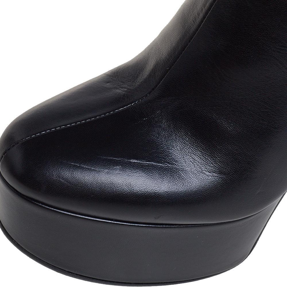 Givenchy Black Leather Platform Ankle Boots Size 36.5 1