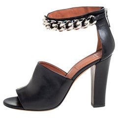Givenchy Black Leather Raquel Ankle Strap Sandals Size 41