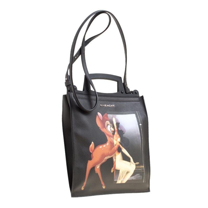 Givenchy Black Leather Rave Bambi Crossbody Bag In New Condition In Dubai, Al Qouz 2
