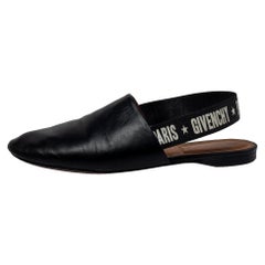 Givenchy Black Leather Rivington Logo Slingback Mule Flats Size 36