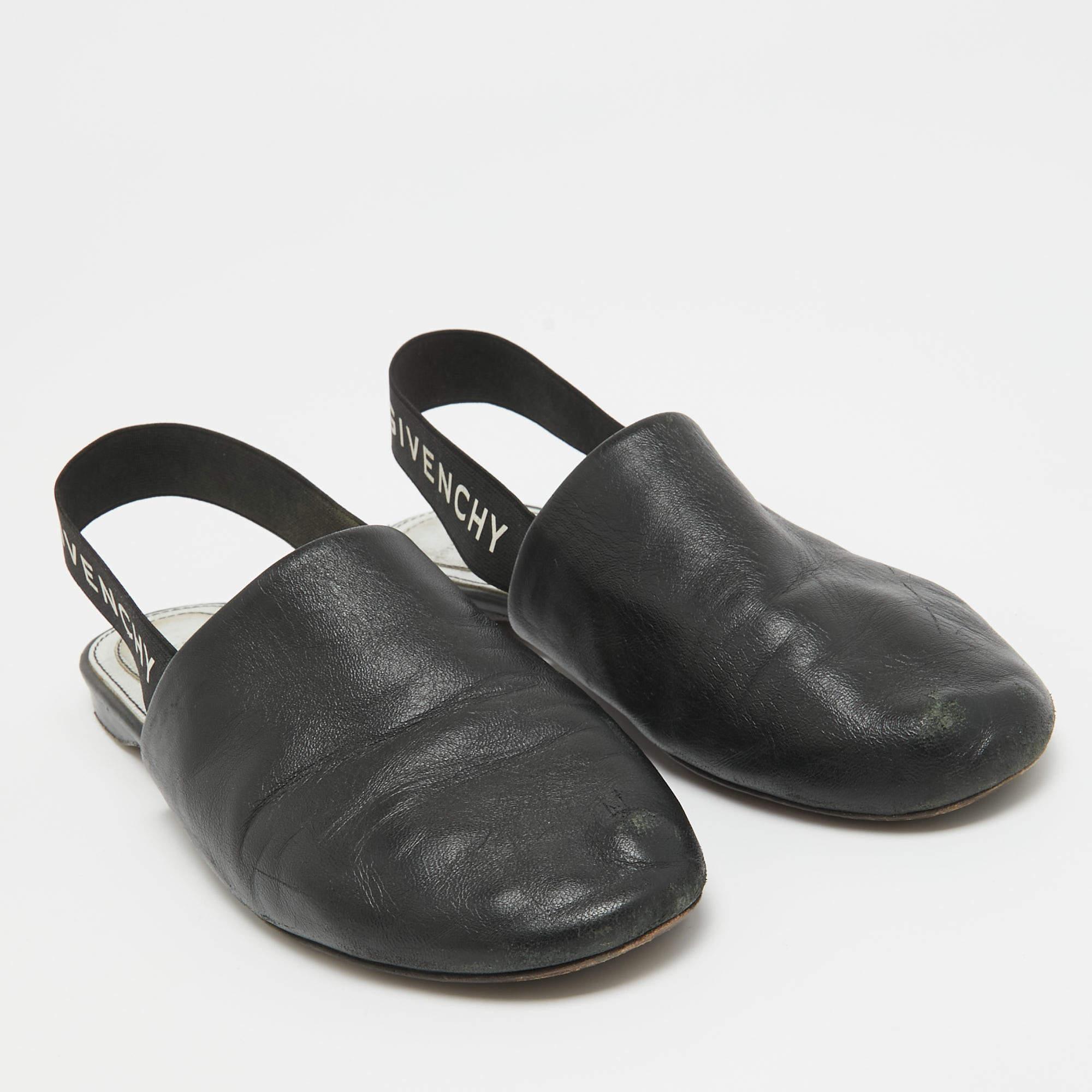 Givenchy Black Leather Rivington Slingback Flats Size 36 For Sale at 1stDibs
