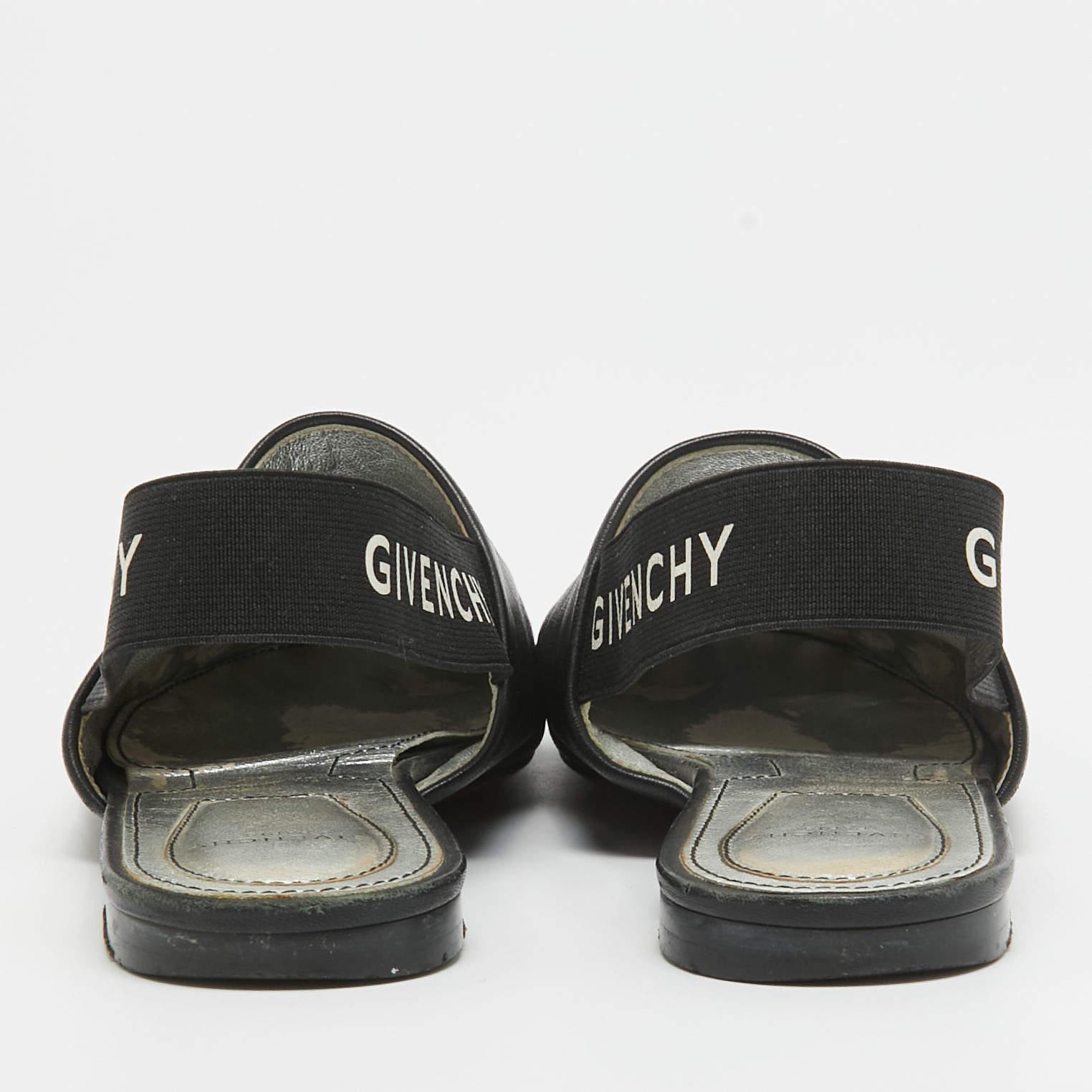 Givenchy Black Leather Rivington Slingback Flats Size 36 For Sale 1