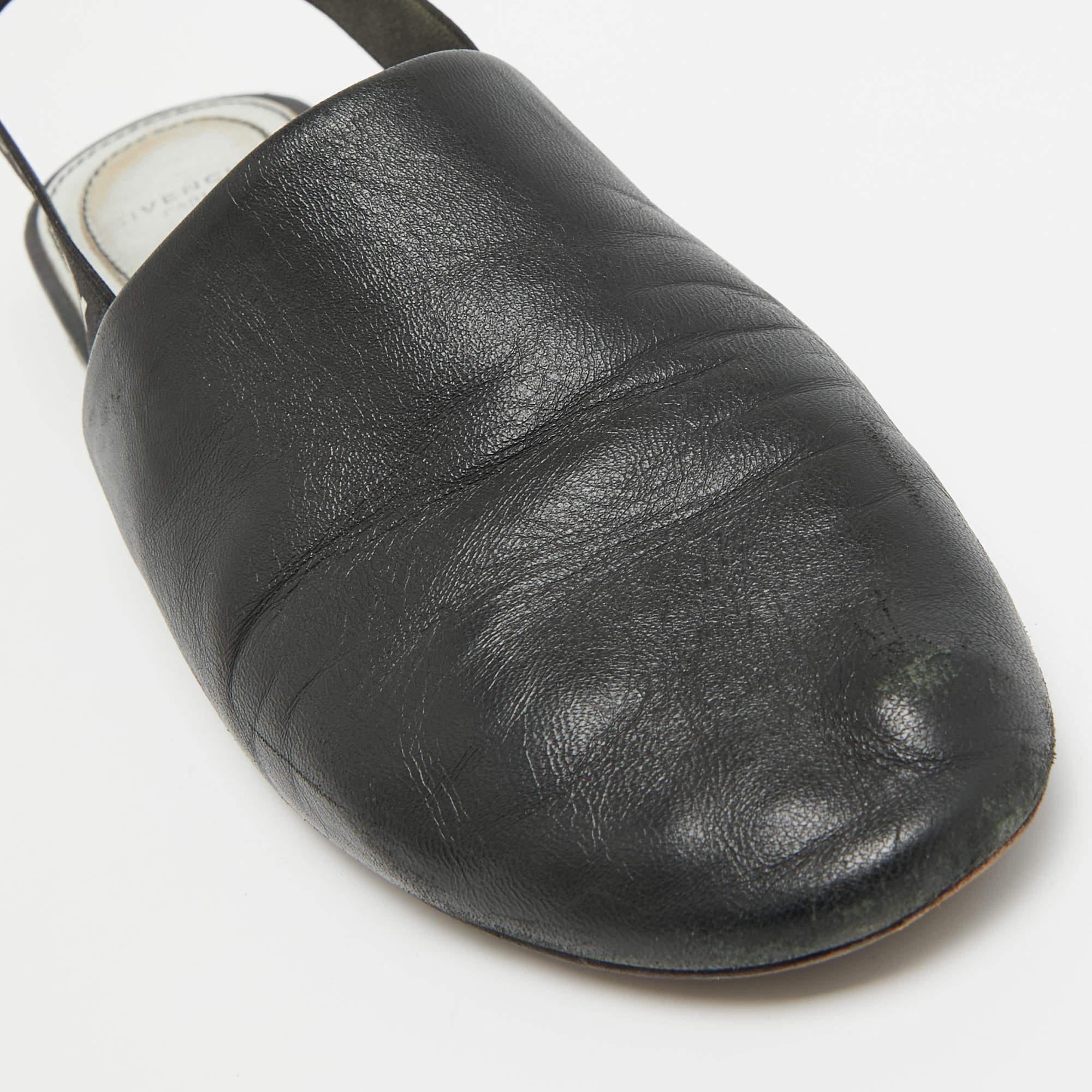 Givenchy Black Leather Rivington Slingback Flats Size 36 For Sale 3