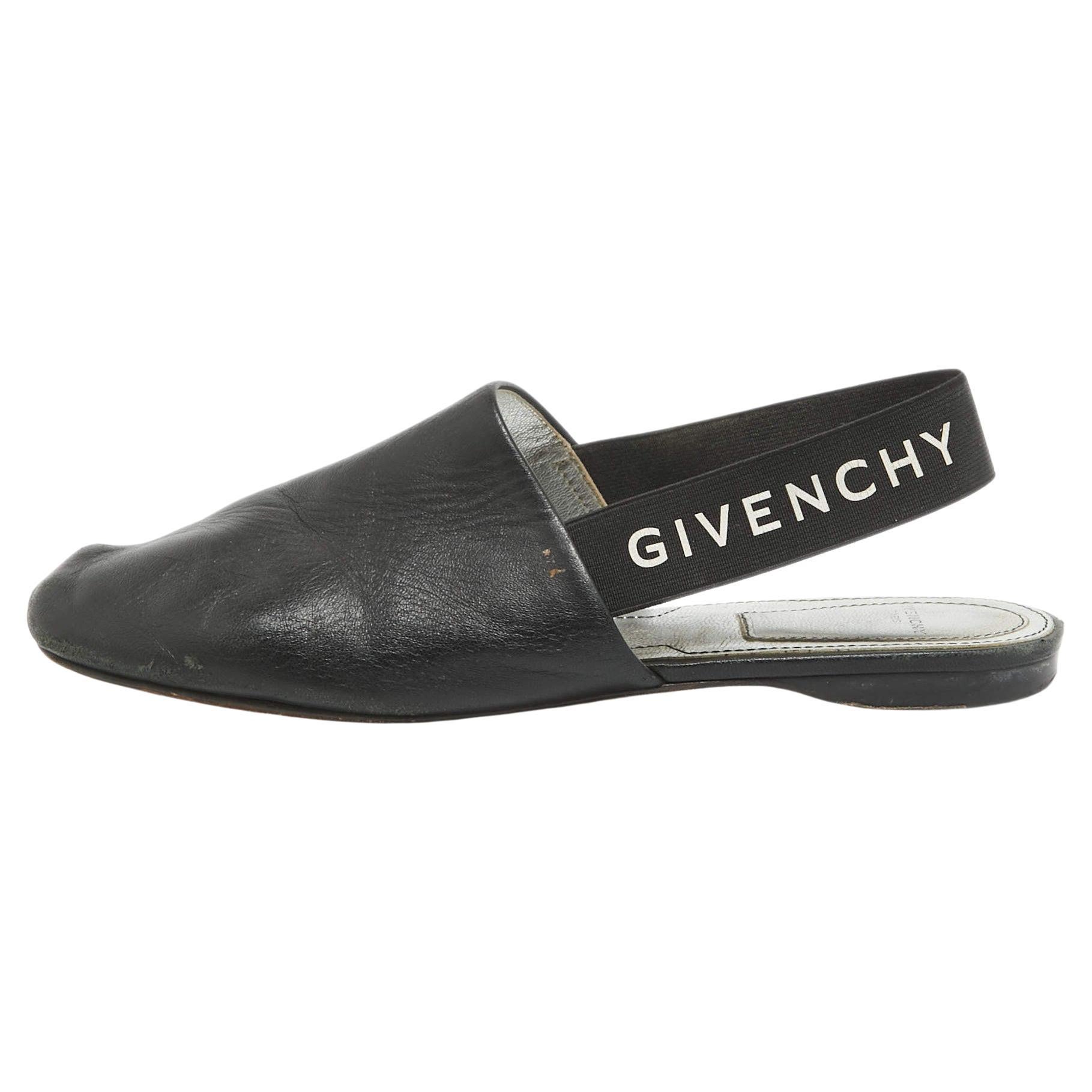 Givenchy Black Leather Rivington Slingback Flats Size 36 For Sale at 1stDibs