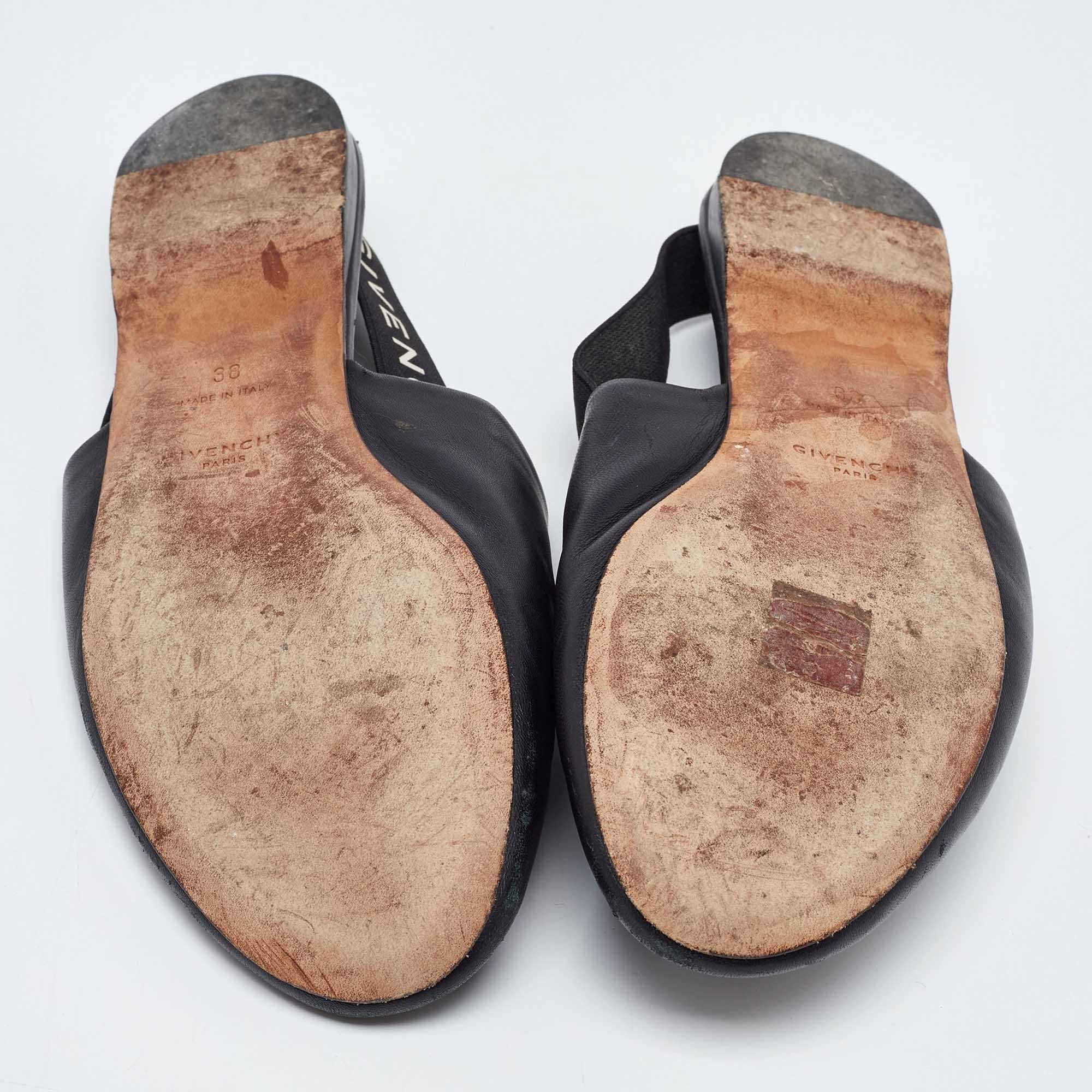 Givenchy Black Leather Rivington Slingback Flats Size 38 2
