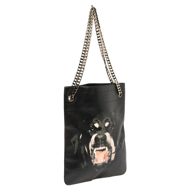 Givenchy Black Leather Rottweiler Chain Tote at 1stDibs | givenchy  rottweiler backpack, givenchy rottweiler bag, givenchy bag with dog
