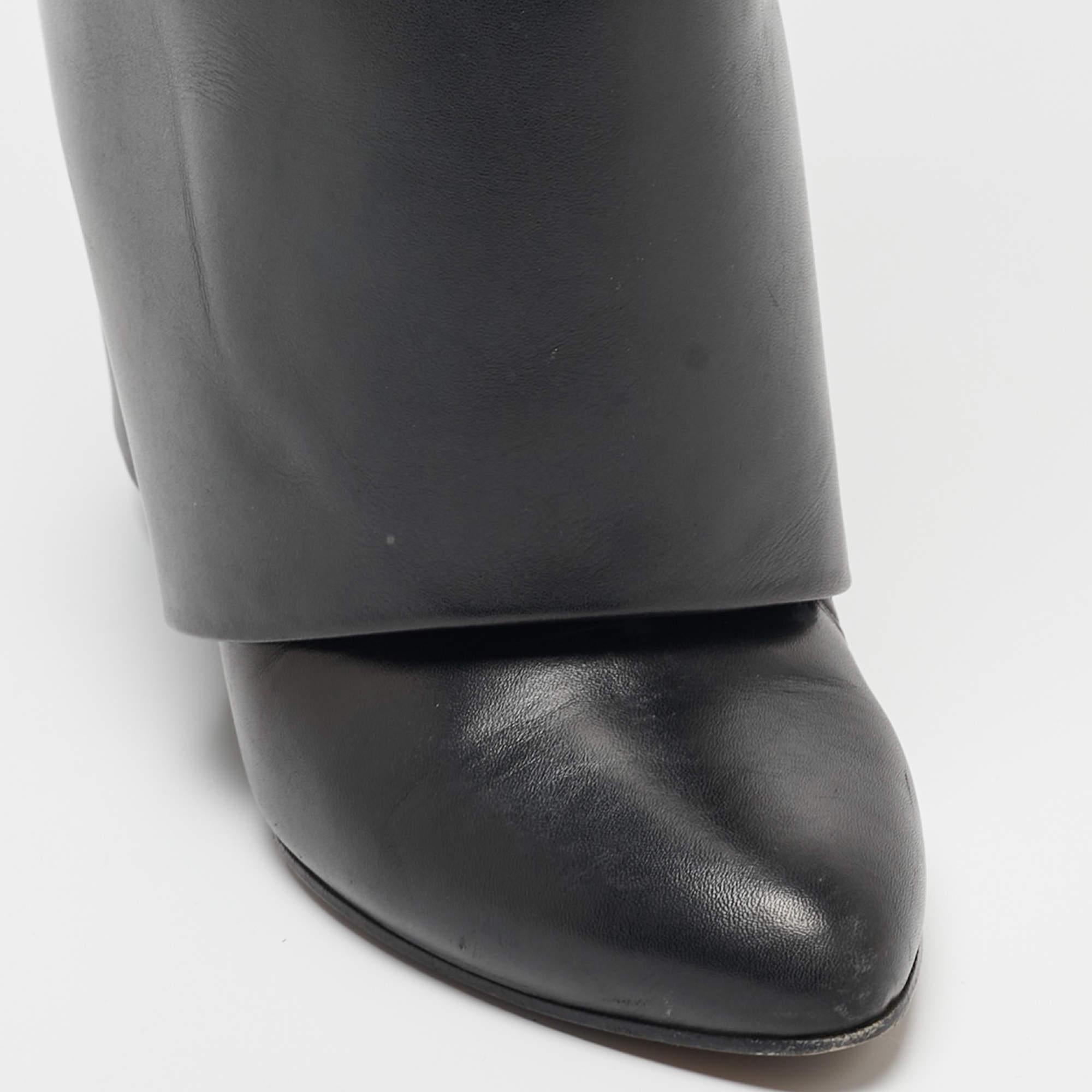 Givenchy Black Leather Shark Lock Knee Length Boots Size 36.5 For Sale 3