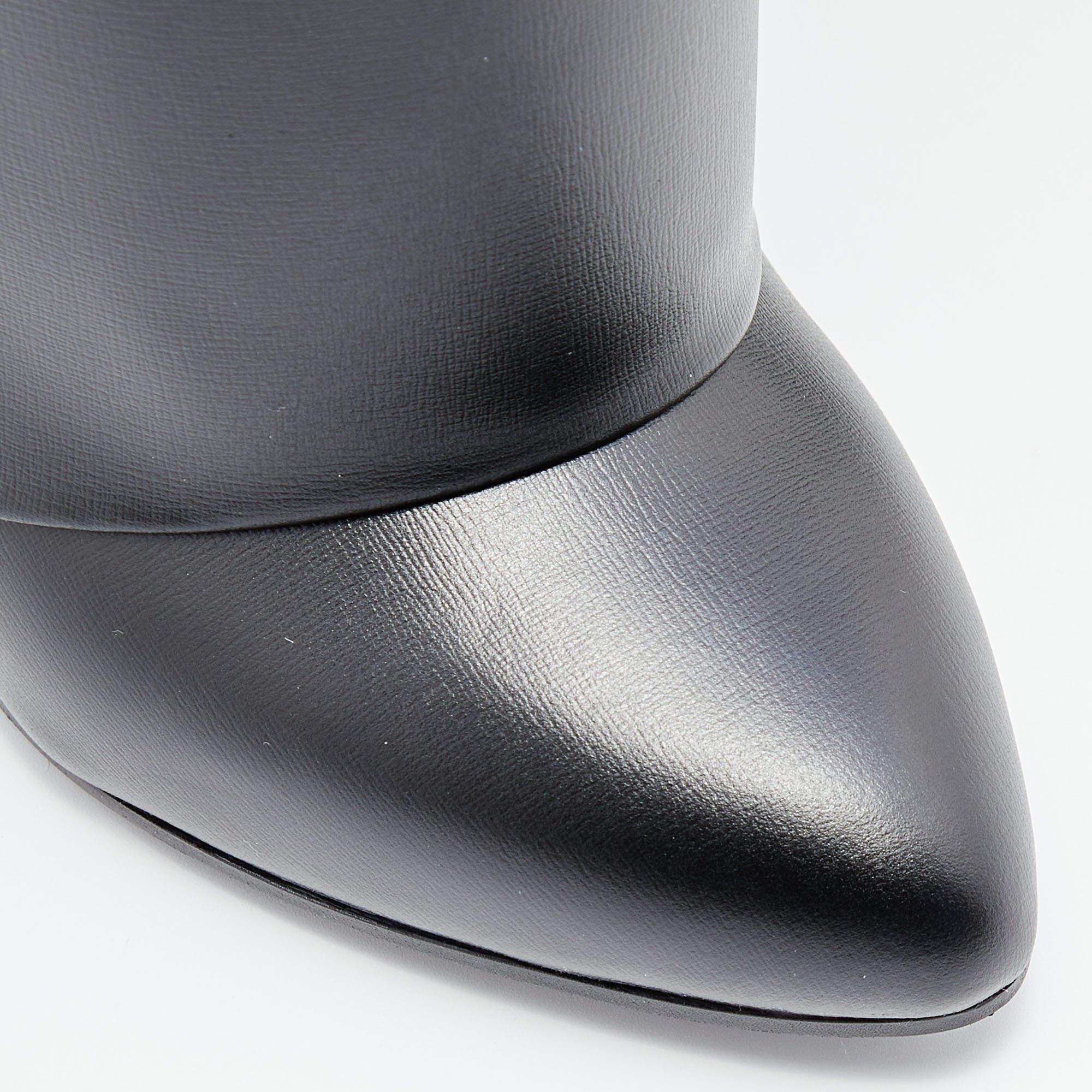 Givenchy Black Leather Shark Lock Knee Length Boots Size 38 4