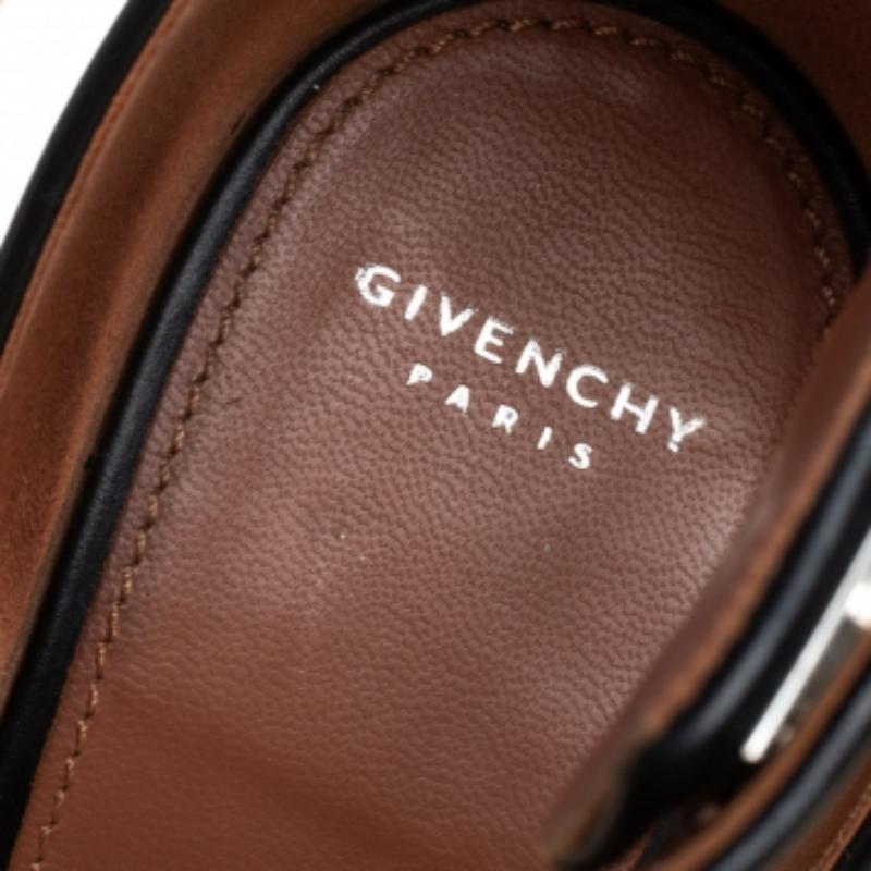 Givenchy Black Leather Shark Tooth Ankle Strap Open Toe Platform Sandals Size 39 For Sale 3