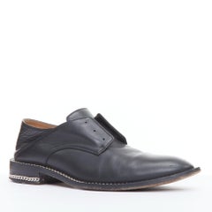 GIVENCHY black leather silver chain block heel brogue shoes