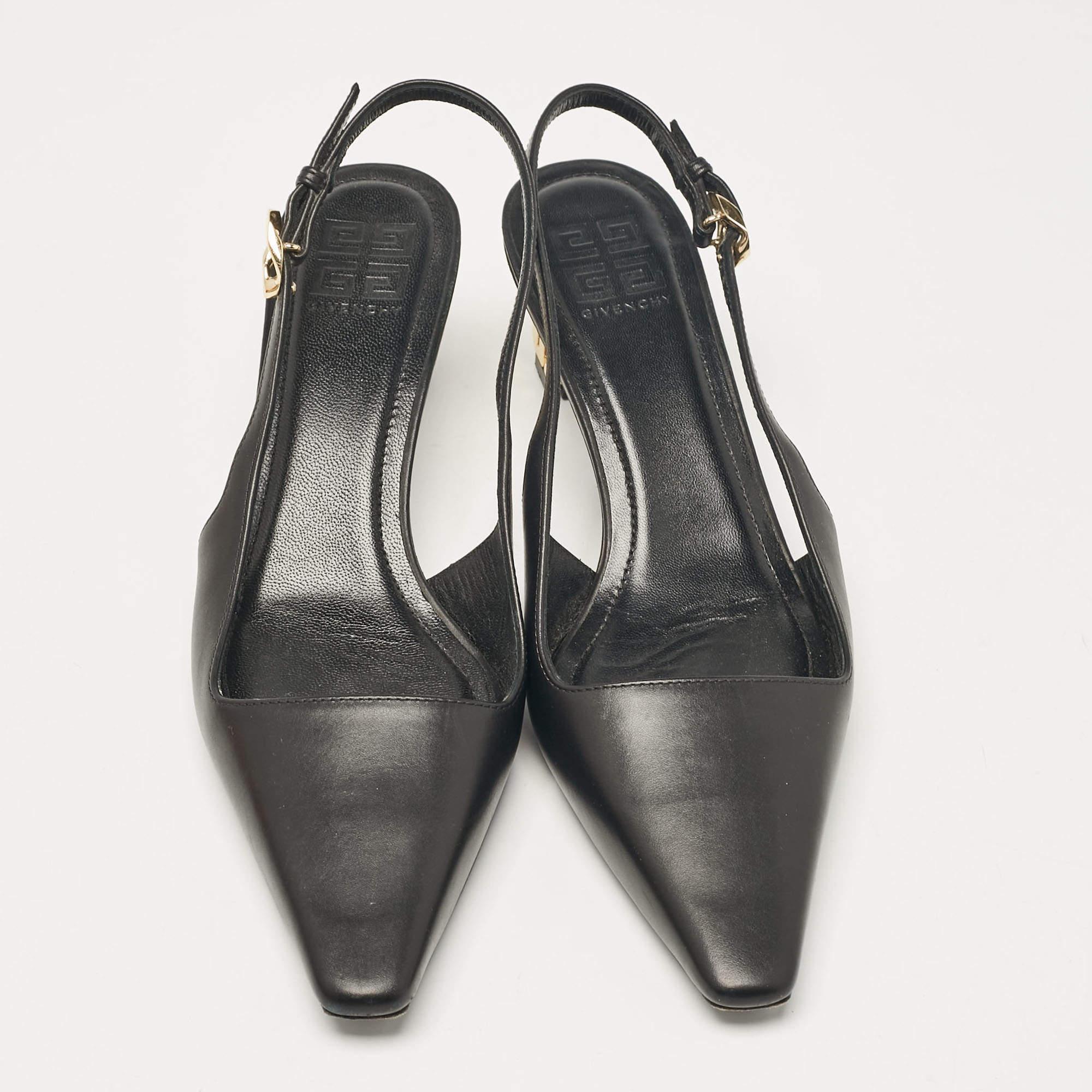 Givenchy Black Leather Slingback Pumps Size 38 In Good Condition In Dubai, Al Qouz 2