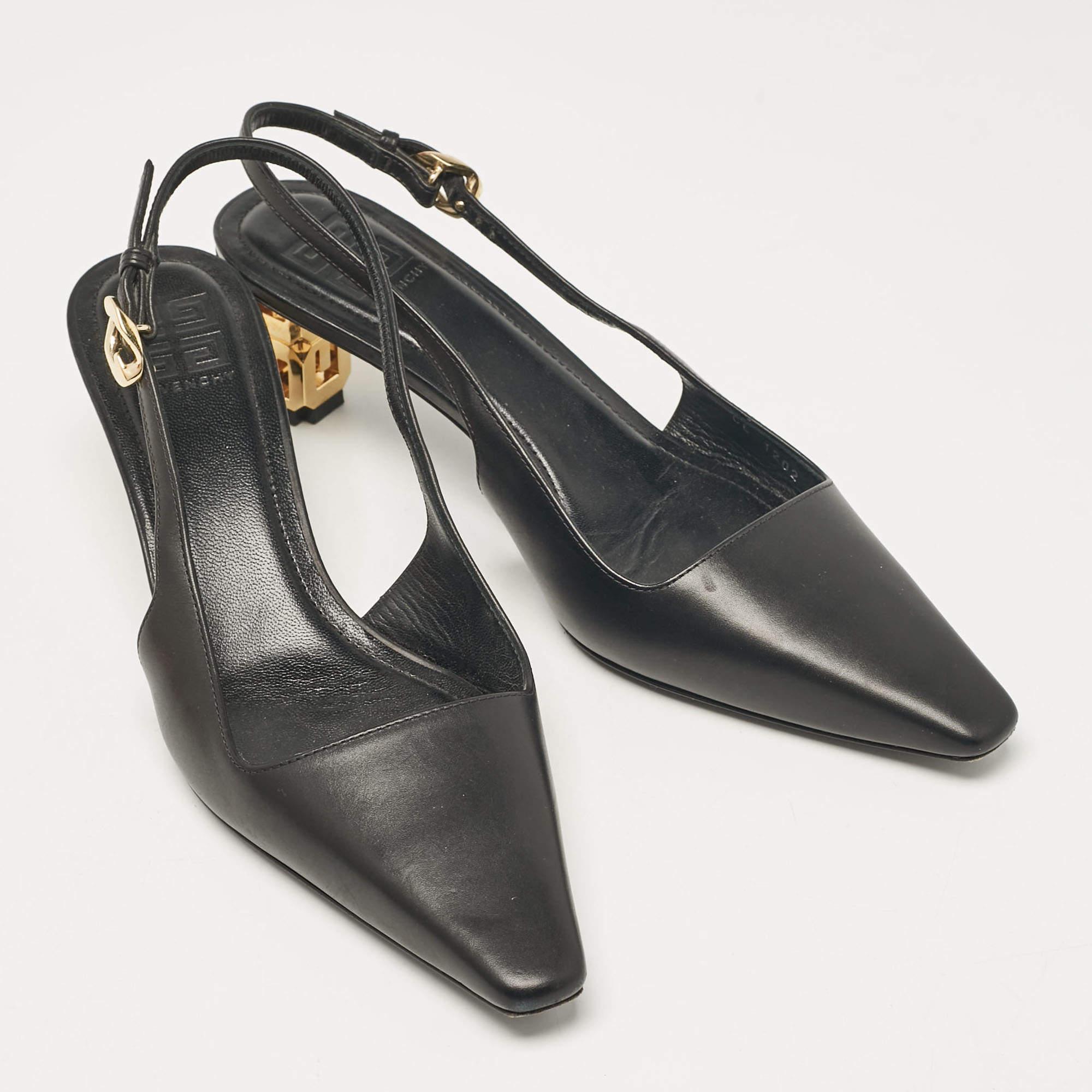 Women's Givenchy Black Leather Slingback Pumps Size 38