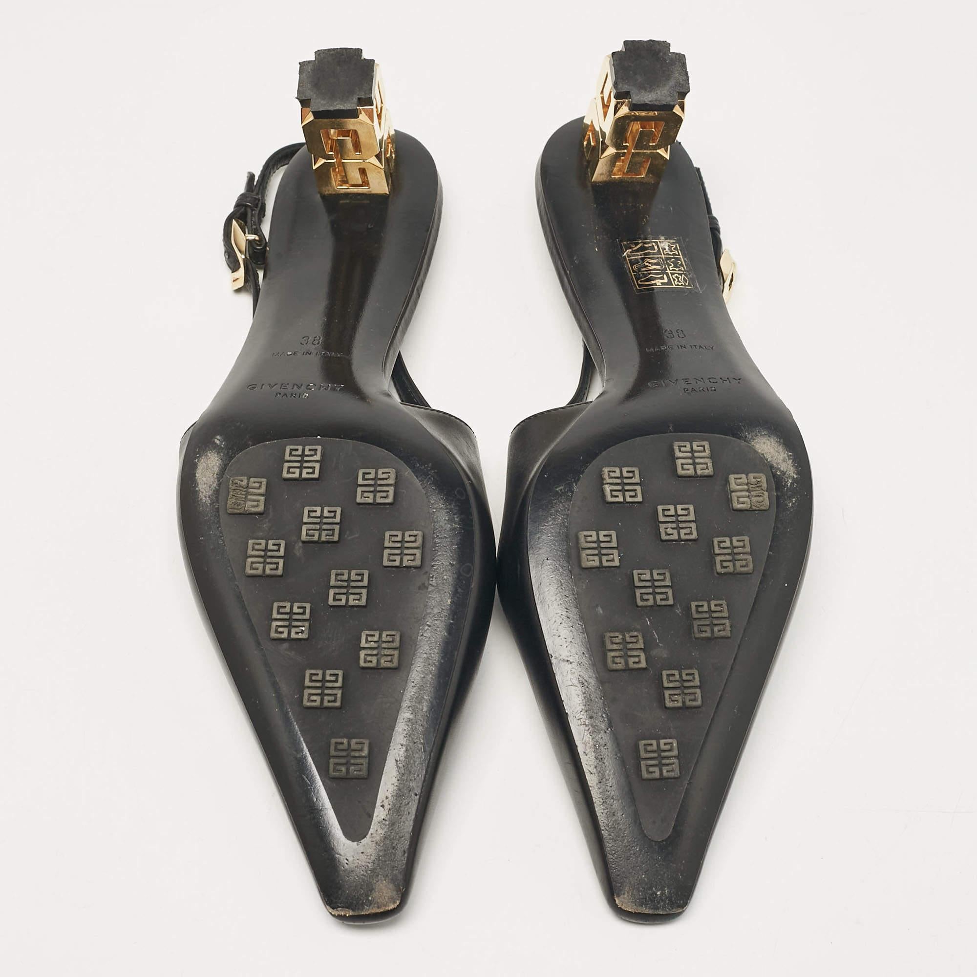 Givenchy Black Leather Slingback Pumps Size 38 2