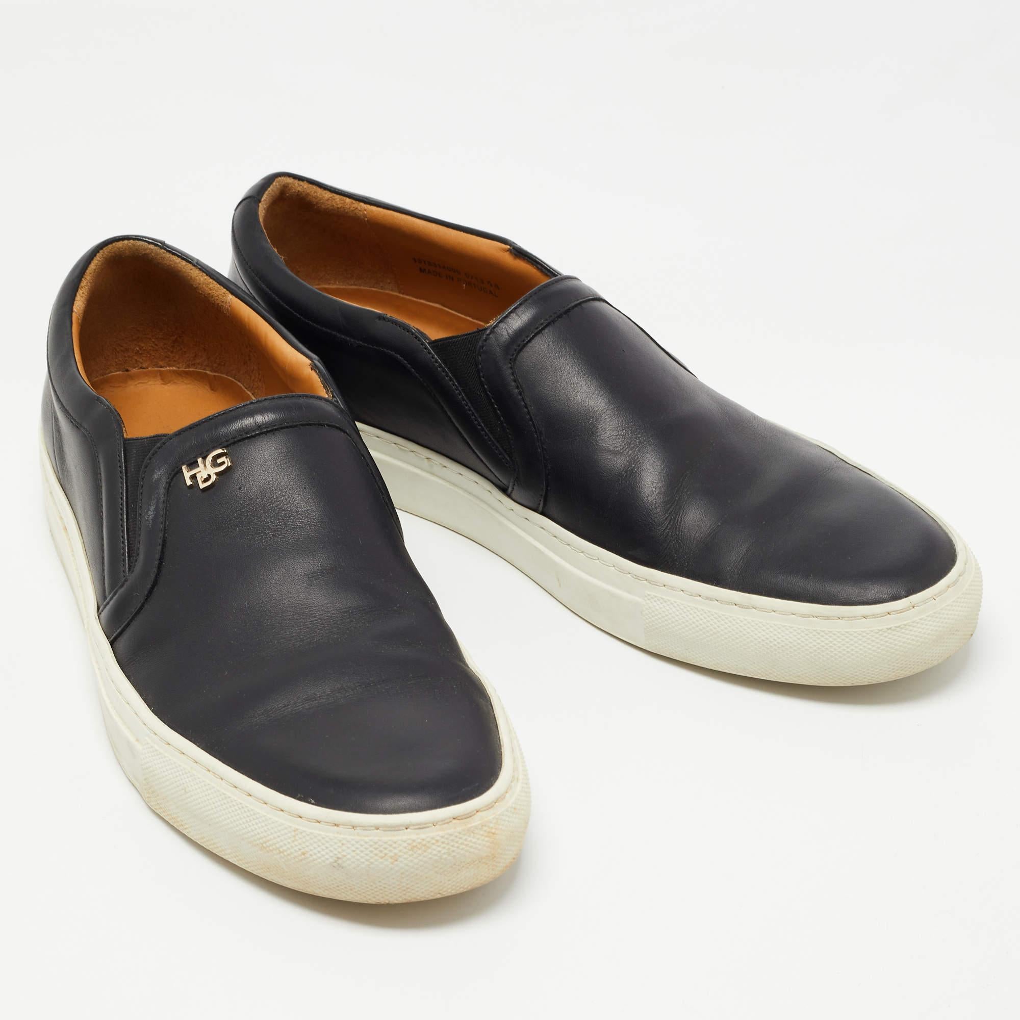 Men's Givenchy Black Leather Slip On Sneakers Size 44 For Sale