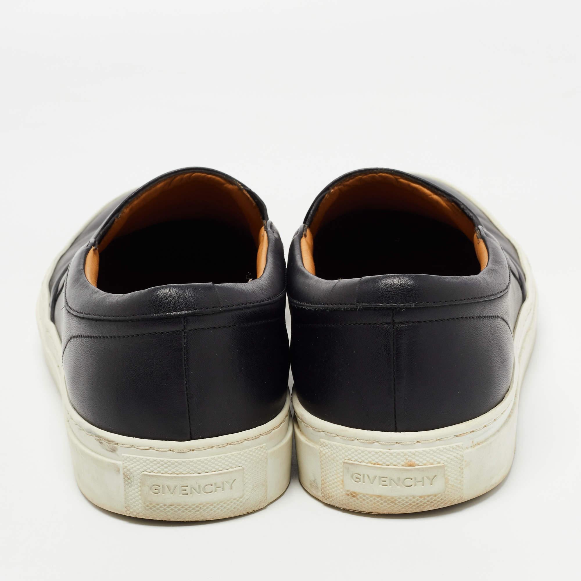 Givenchy Black Leather Slip On Sneakers Size 44 For Sale 1