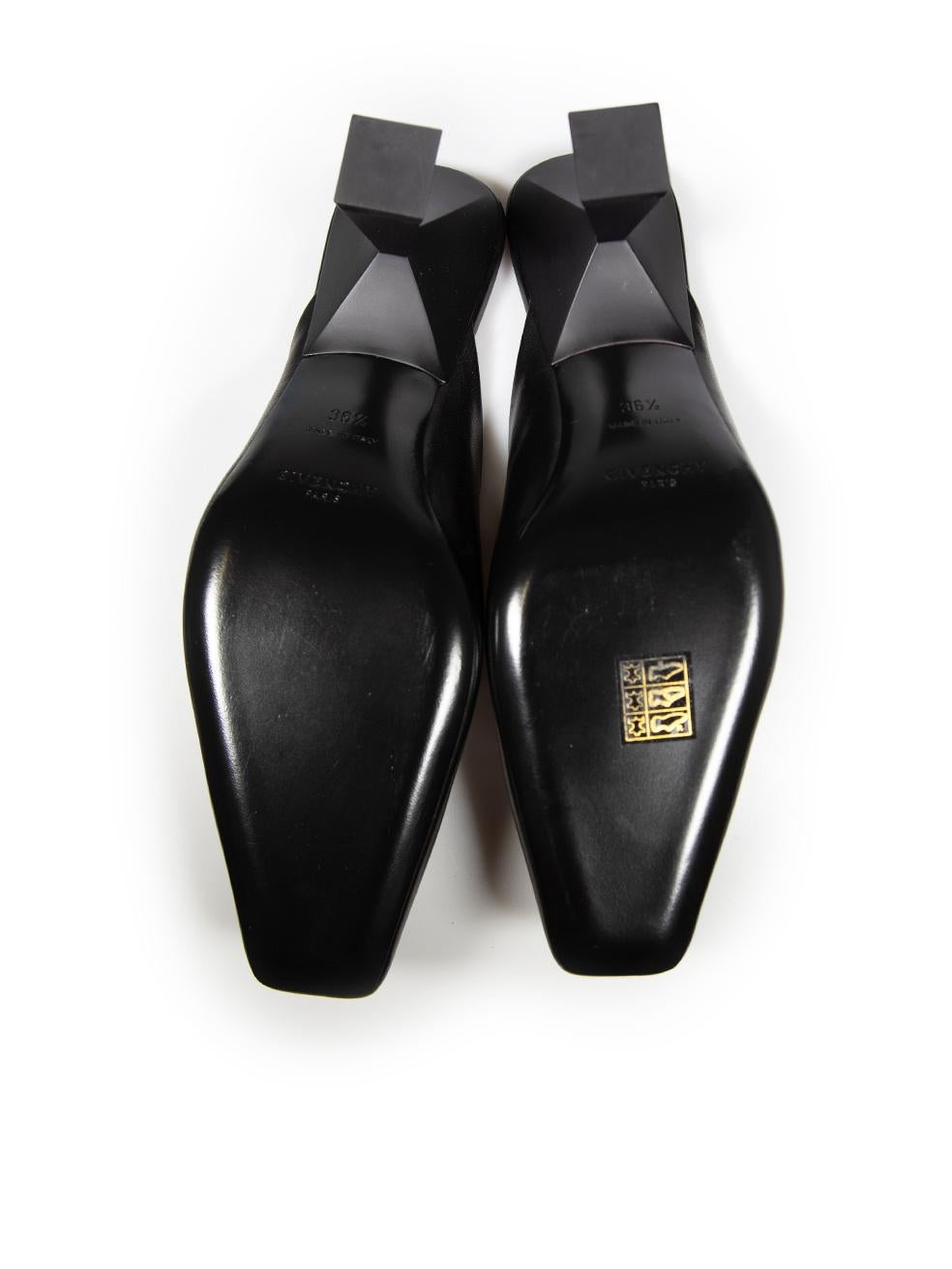 Women's Givenchy Black Leather Square Toe Mules Size IT 36.5