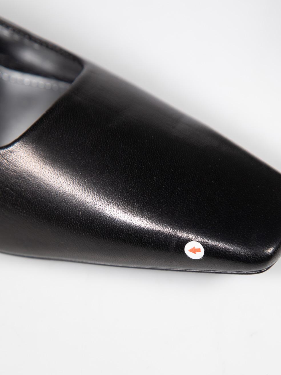 Givenchy Black Leather Square Toe Mules Size IT 36.5 5