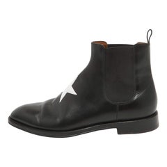 Givenchy Black Leather Star Chelsea Boots Size 44