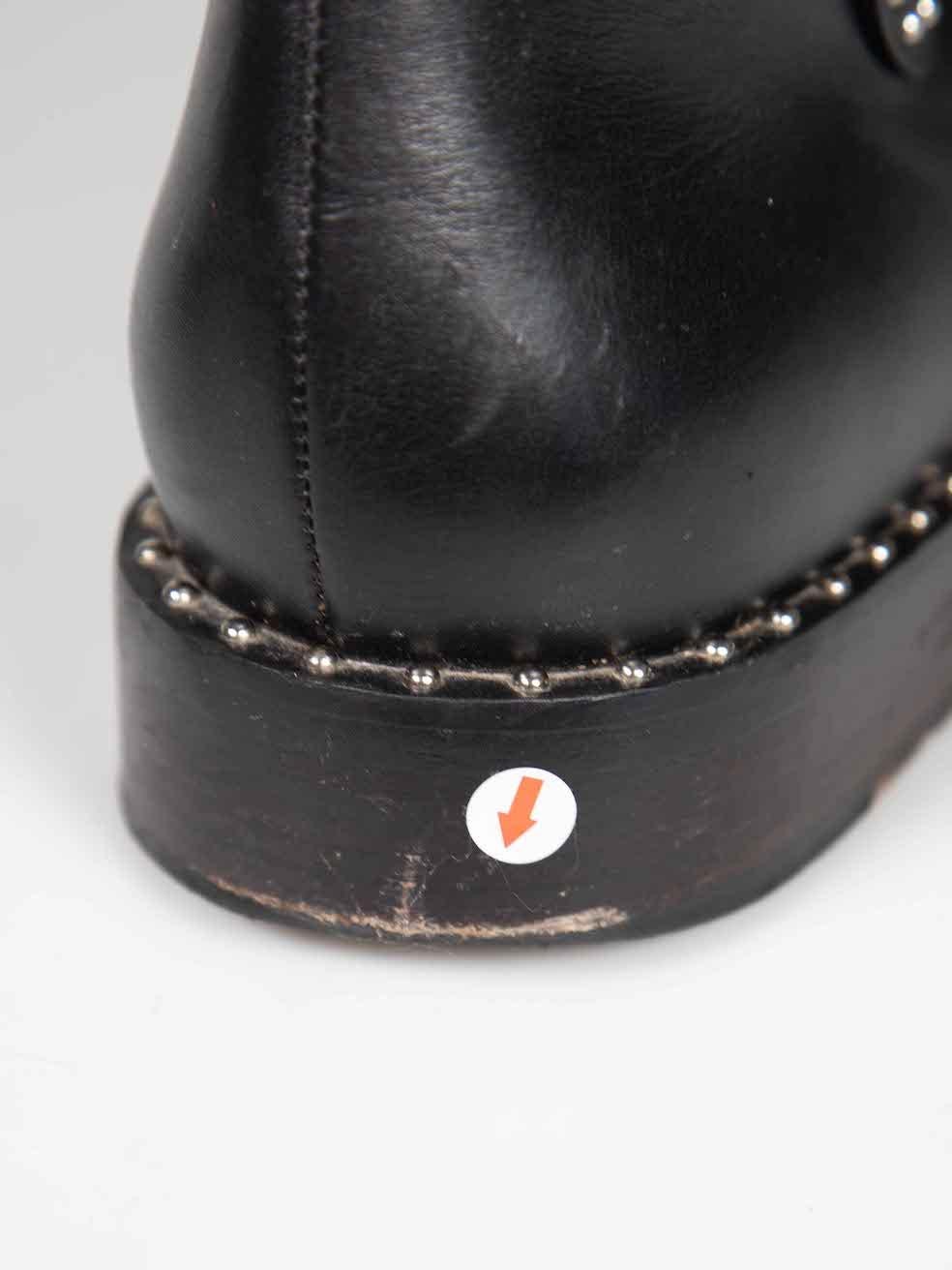 Givenchy Black Leather Studded Buckle Ankle Boots Size IT 38 1