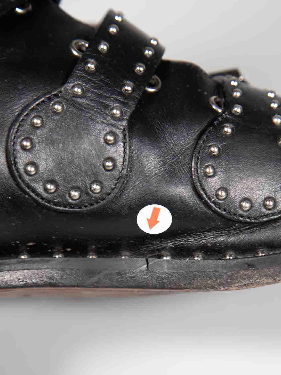 Givenchy Black Leather Studded Buckle Ankle Boots Size IT 38 3