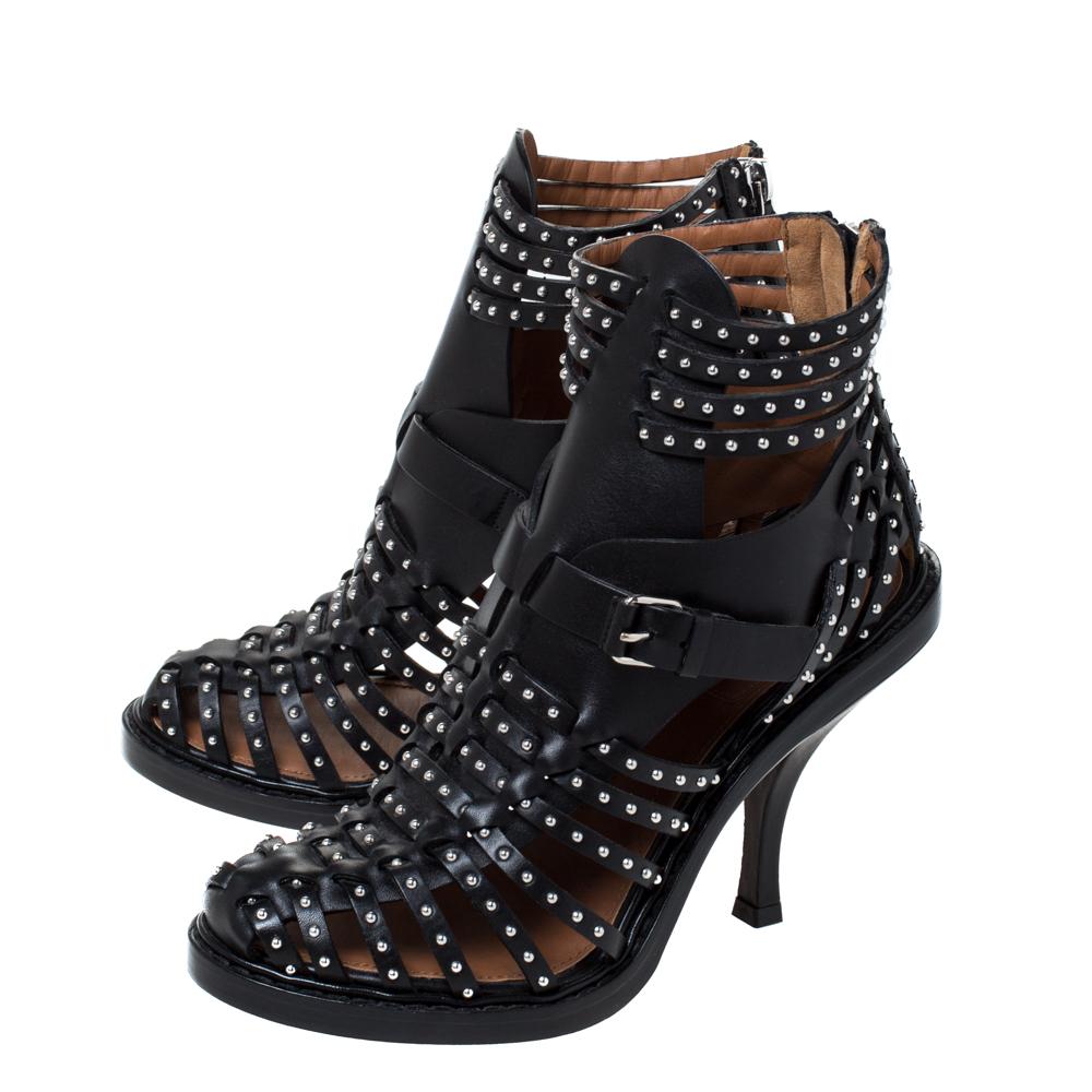 black studded gladiator sandals