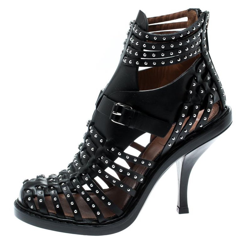 Givenchy Black Leather Studded Gladiator Sandals Size 37.5 For Sale at  1stDibs | givenchy gladiator, givenchy gladiator sandals