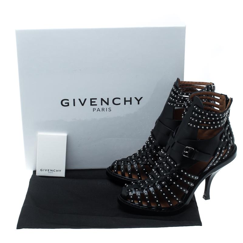Givenchy Black Leather Studded Gladiator Sandals Size 38.5 1