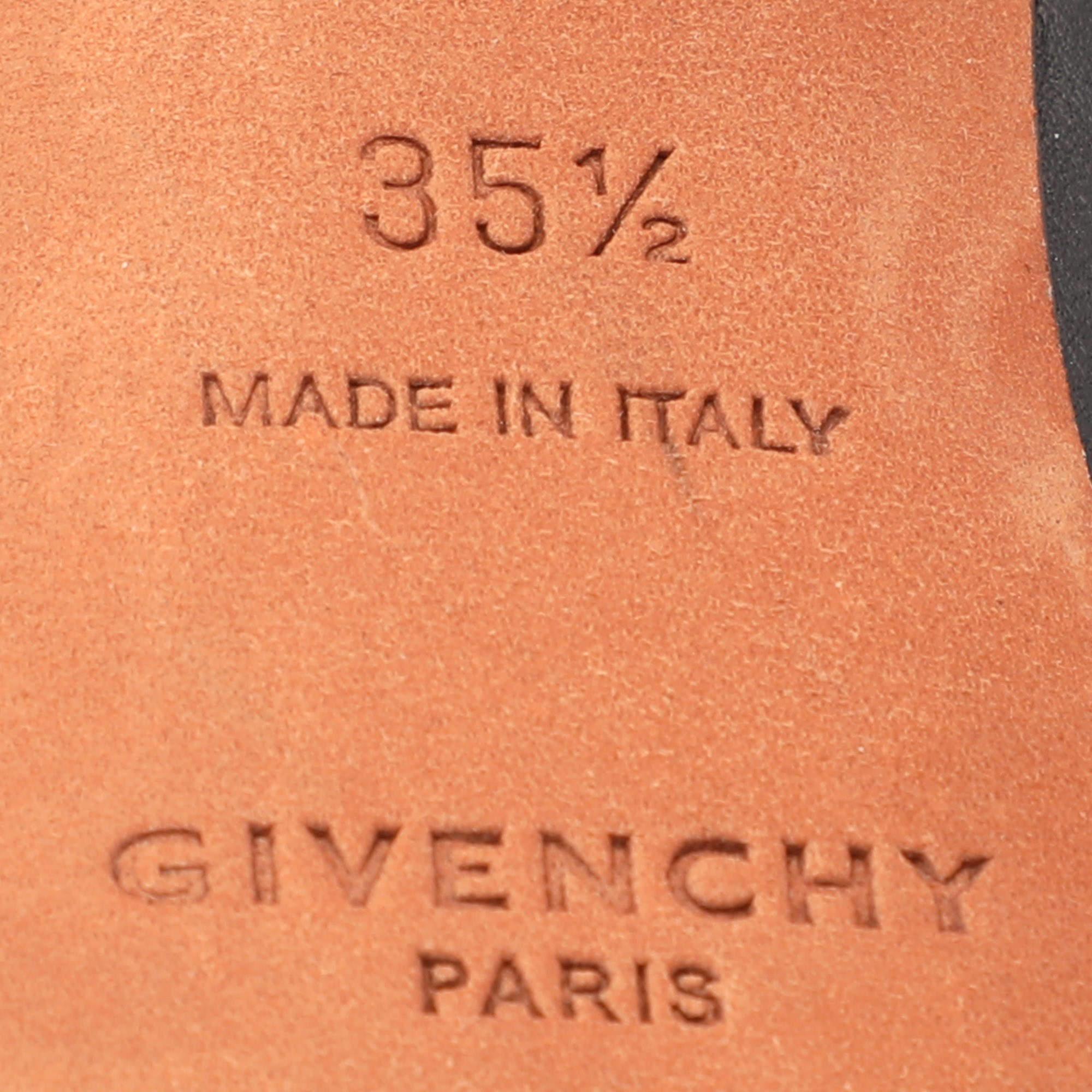 Givenchy Black Leather Studded Peep Toe Slingback Sandals Size 35.5 For Sale 4