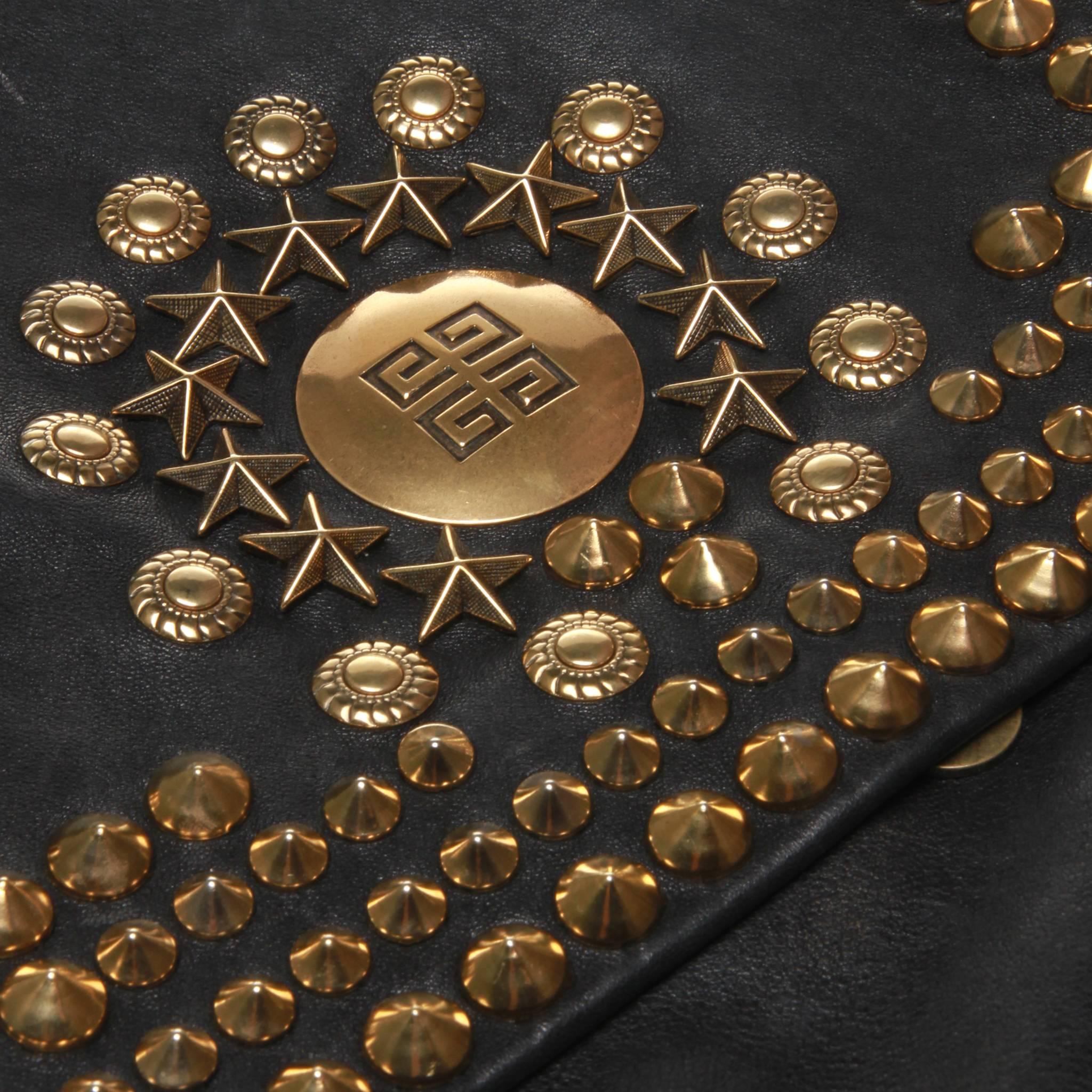 black leather studded purse