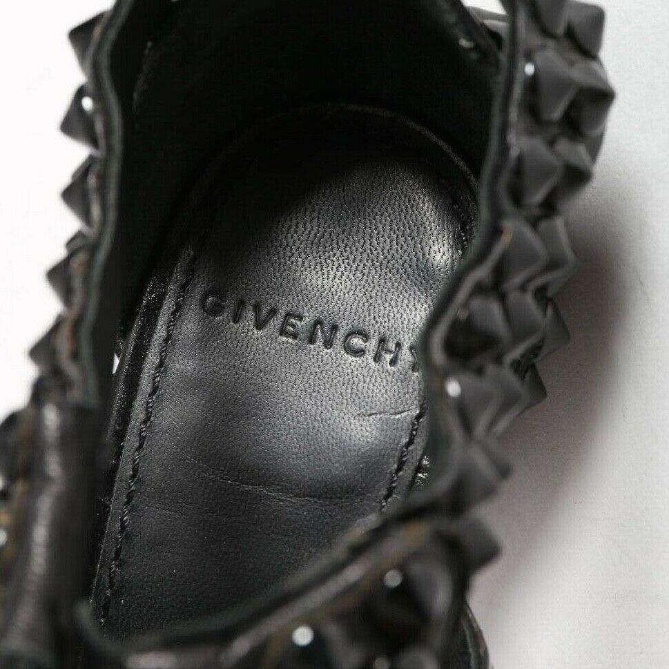 GIVENCHY black leather studded zip front sandals heels EU37.5 US7.5 UK4.5 2