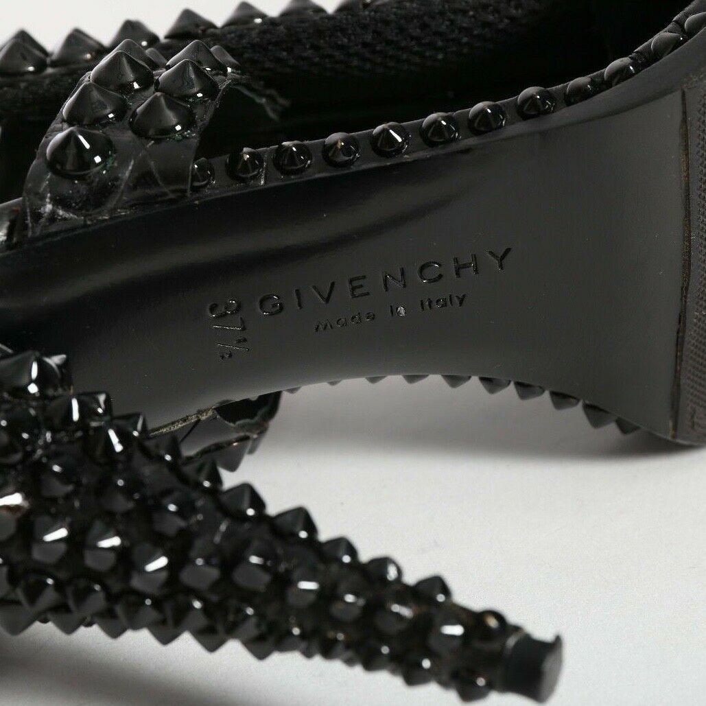 GIVENCHY black leather studded zip front sandals heels EU37.5 US7.5 UK4.5 3