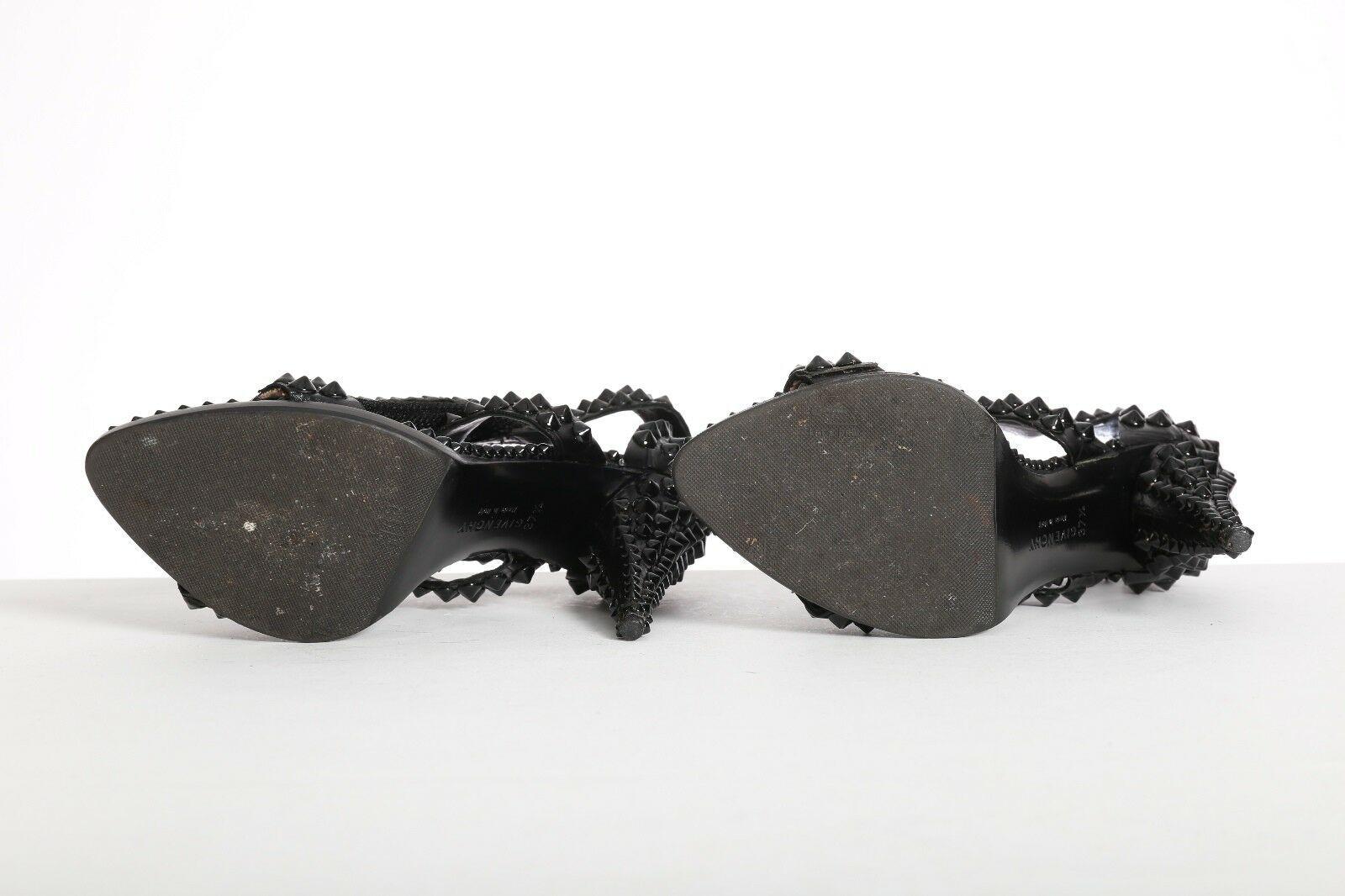 Black GIVENCHY black leather studded zip front sandals heels EU37.5 US7.5 UK4.5