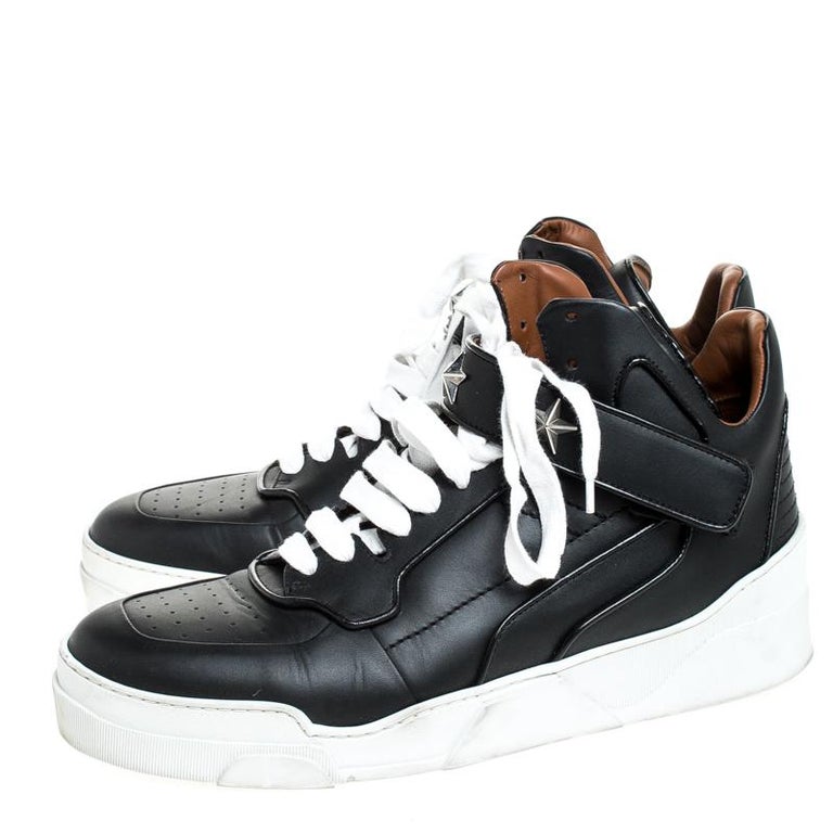 Givenchy Black Leather Tyson Star Studded High Top Trainers Size 45 at  1stDibs