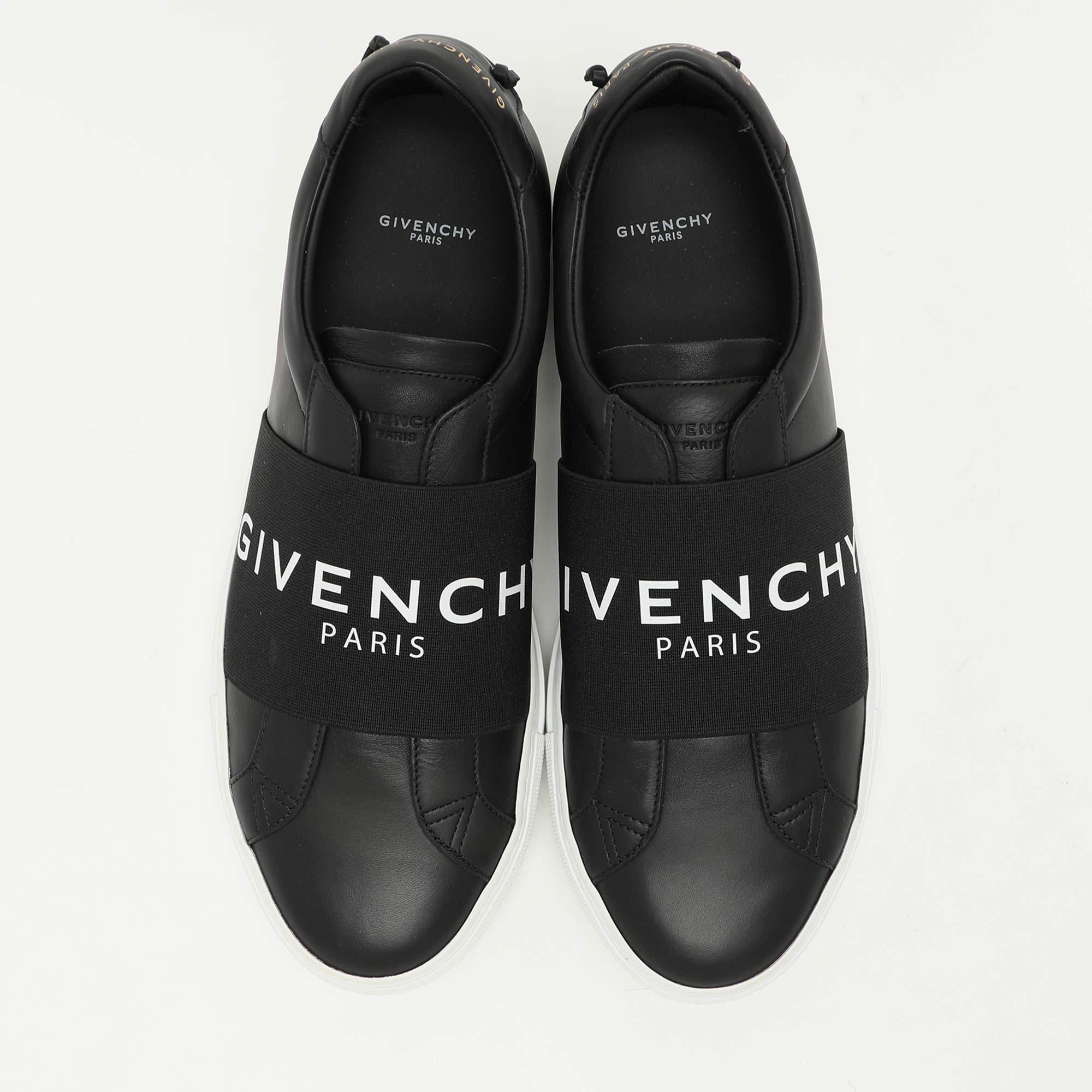 Givenchy Black Leather Urban Street Slip On Sneakers Size 41 In New Condition In Dubai, Al Qouz 2