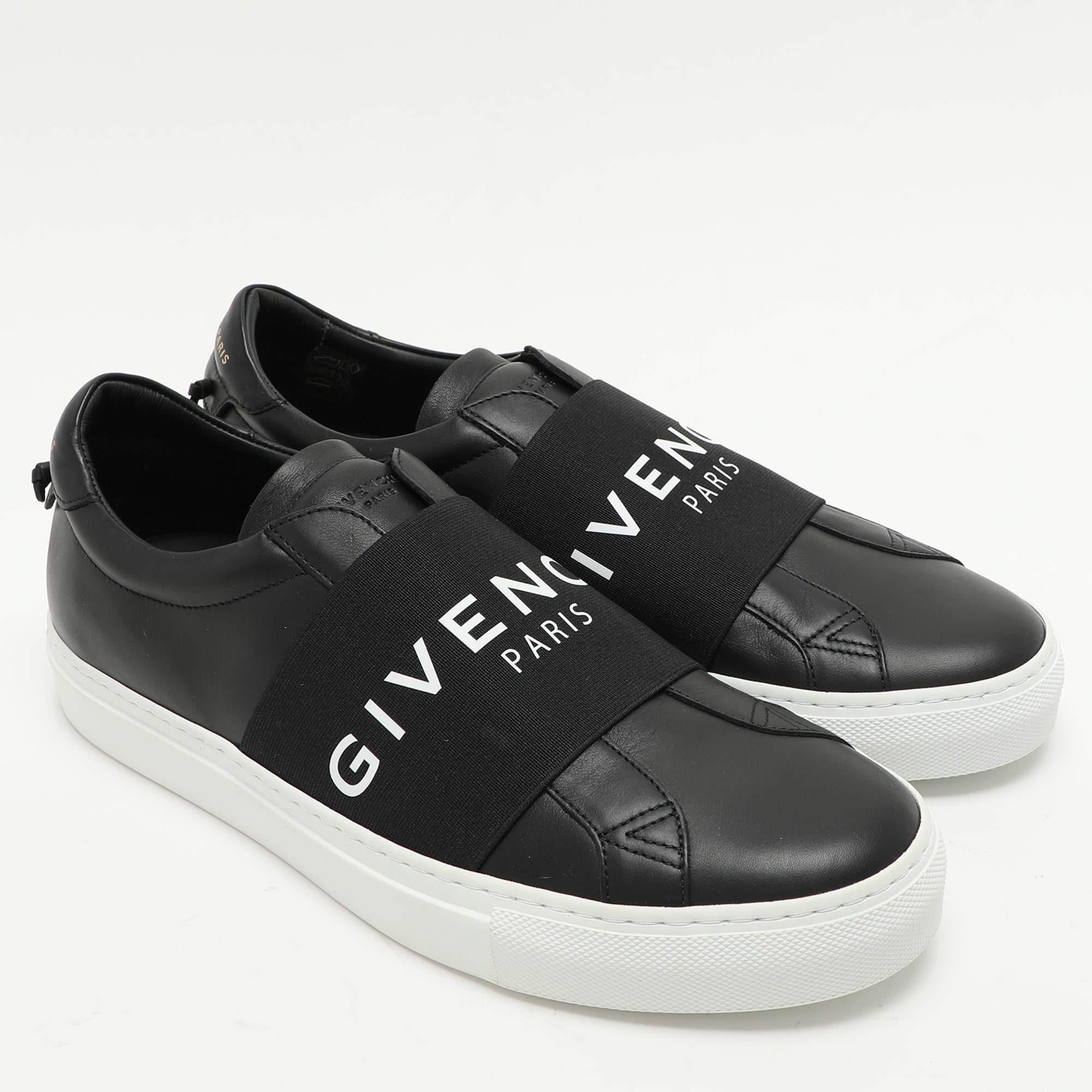 Men's Givenchy Black Leather Urban Street Slip On Sneakers Size 41
